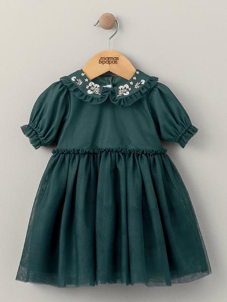 mamas-papas-baby-girls-embroidered-mesh-dress-green