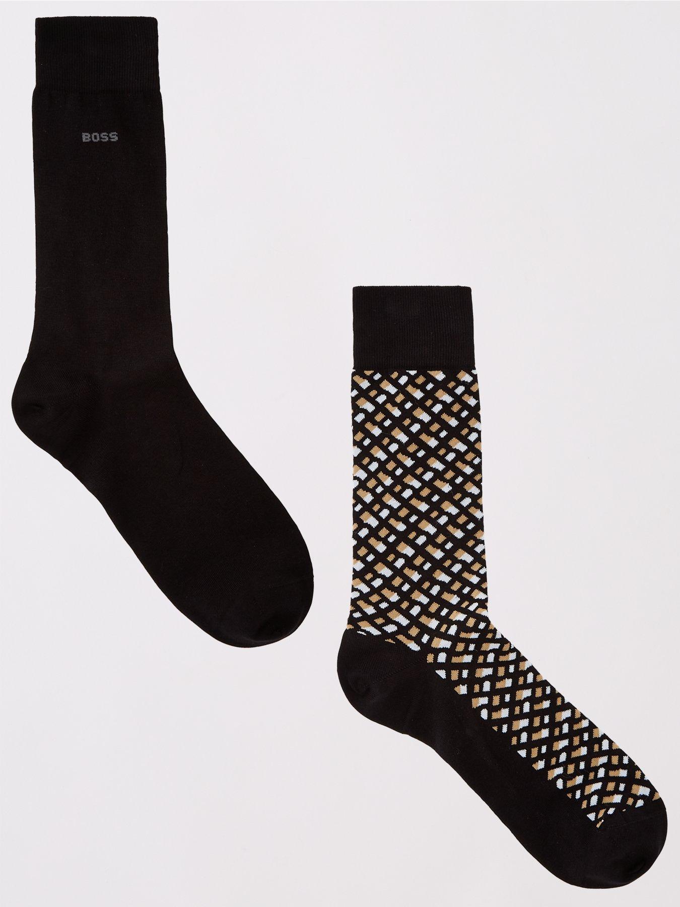 undefined 2 Pack Monogram Crew Socks-black