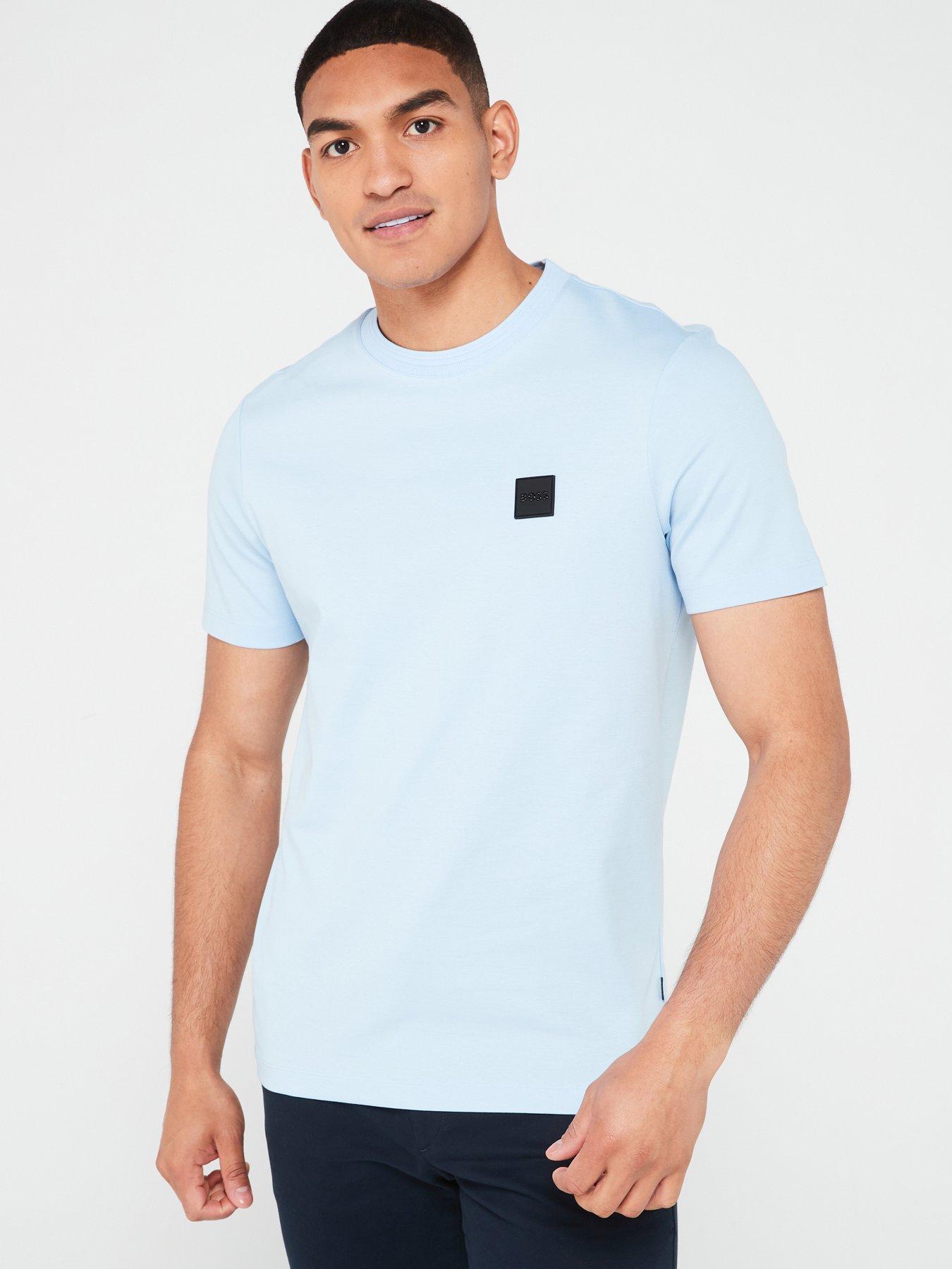 BOSS Tiburt 278 Regular Fit T-shirt - Light Blue | Very.co.uk