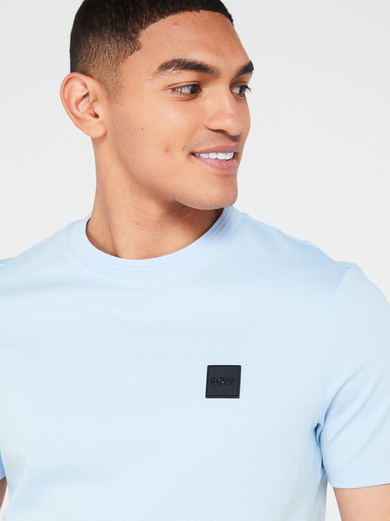 BOSS Tiburt 278 Regular Fit T-shirt - Light Blue | Very.co.uk