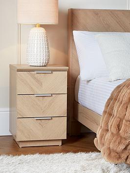 Product photograph of Very Home Kentford 3 Drawer Bedside Chest - Oak from very.co.uk
