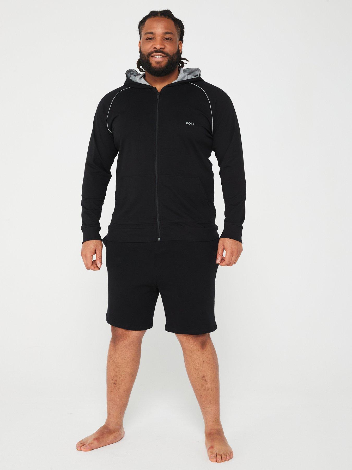 BOSS Bodywear Big & Tall B-mix & Match Hooded Jacket - Black | Very.co.uk