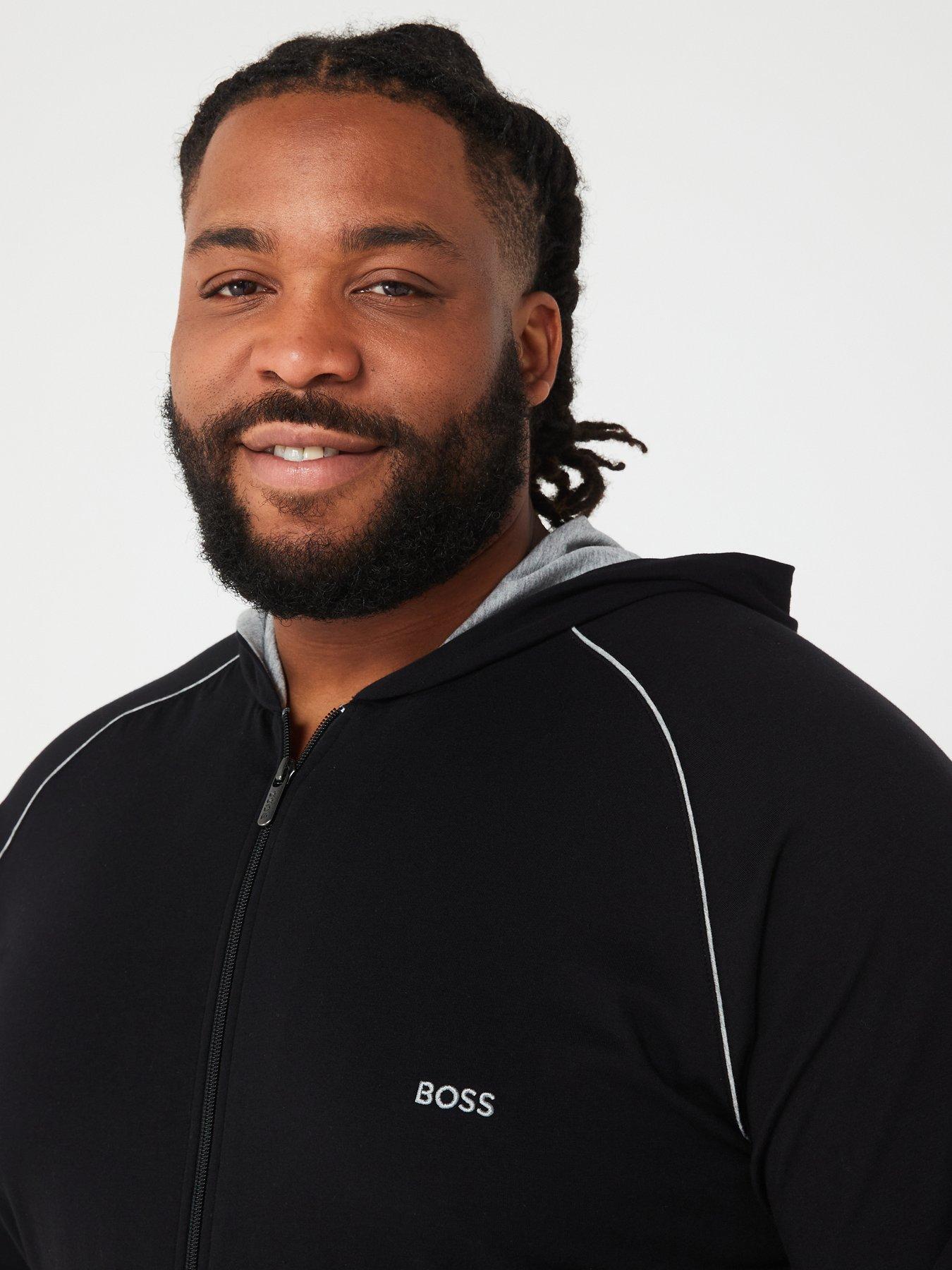 BOSS Bodywear Big & Tall B-mix & Match Hooded Jacket - Black | Very.co.uk