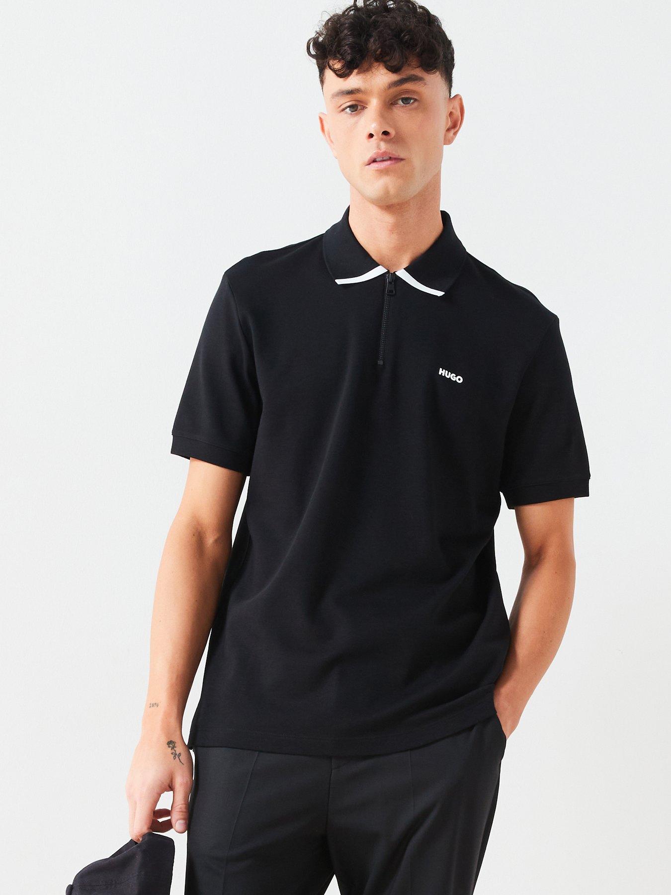 HUGO Dalomino Regular Fit Short Sleeve Polo Shirt, Black, Size 2Xl, Men