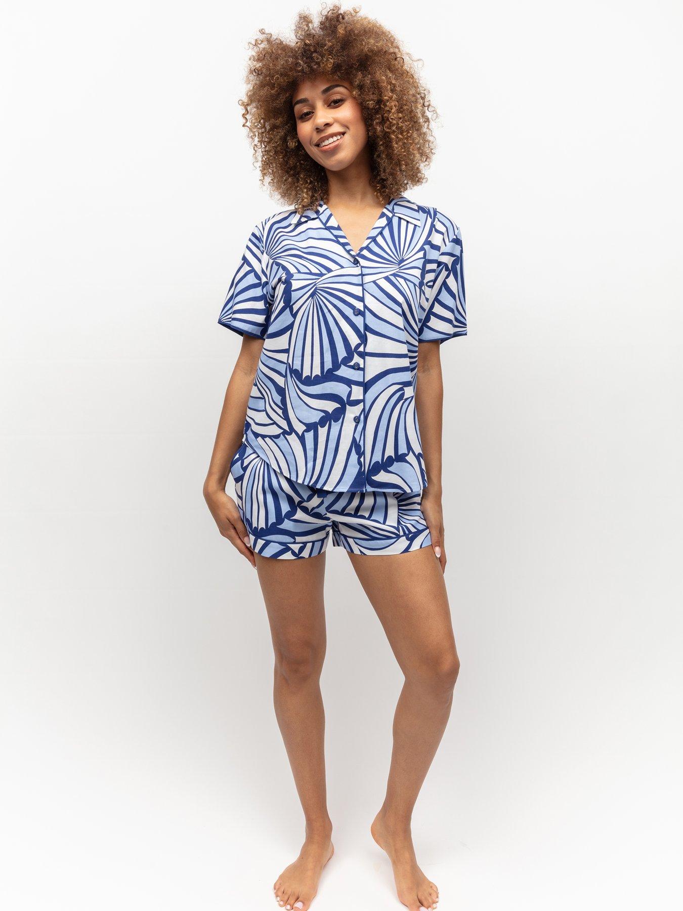 Image 1 of 4 of Cyberjammies Blue Shell Geo Print Pyjama Short Set