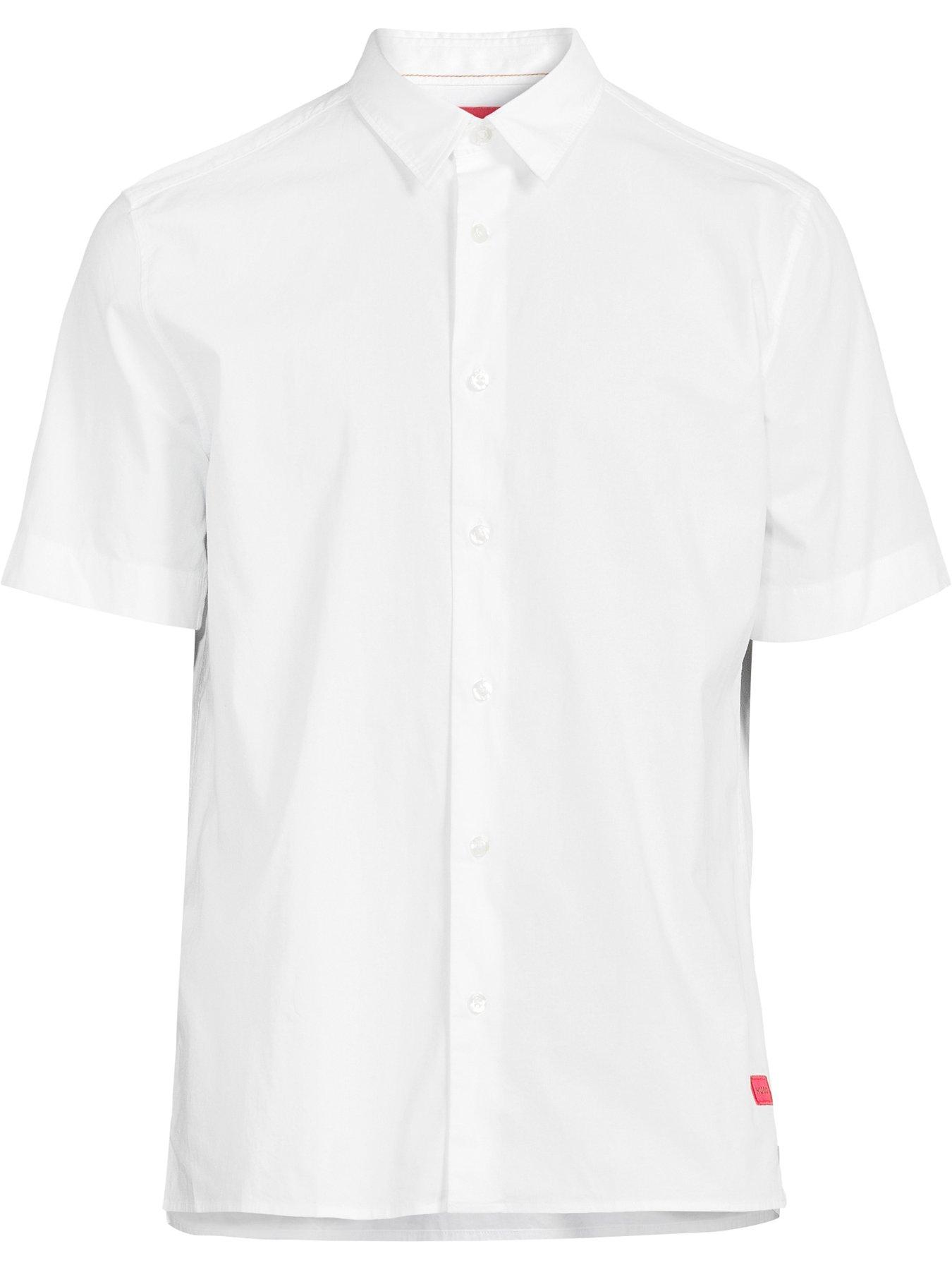 HUGO Ebor Relaxed Fit Short Sleeve Shirt White Very
