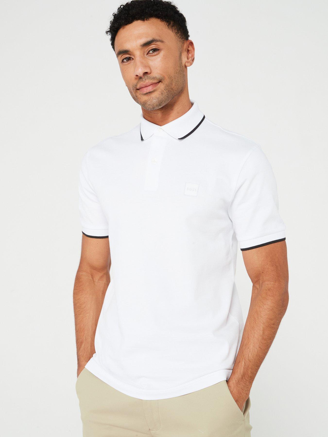 BOSS Passertip Slim Fit Short Sleeve Polo Shirt White Very - Main Image