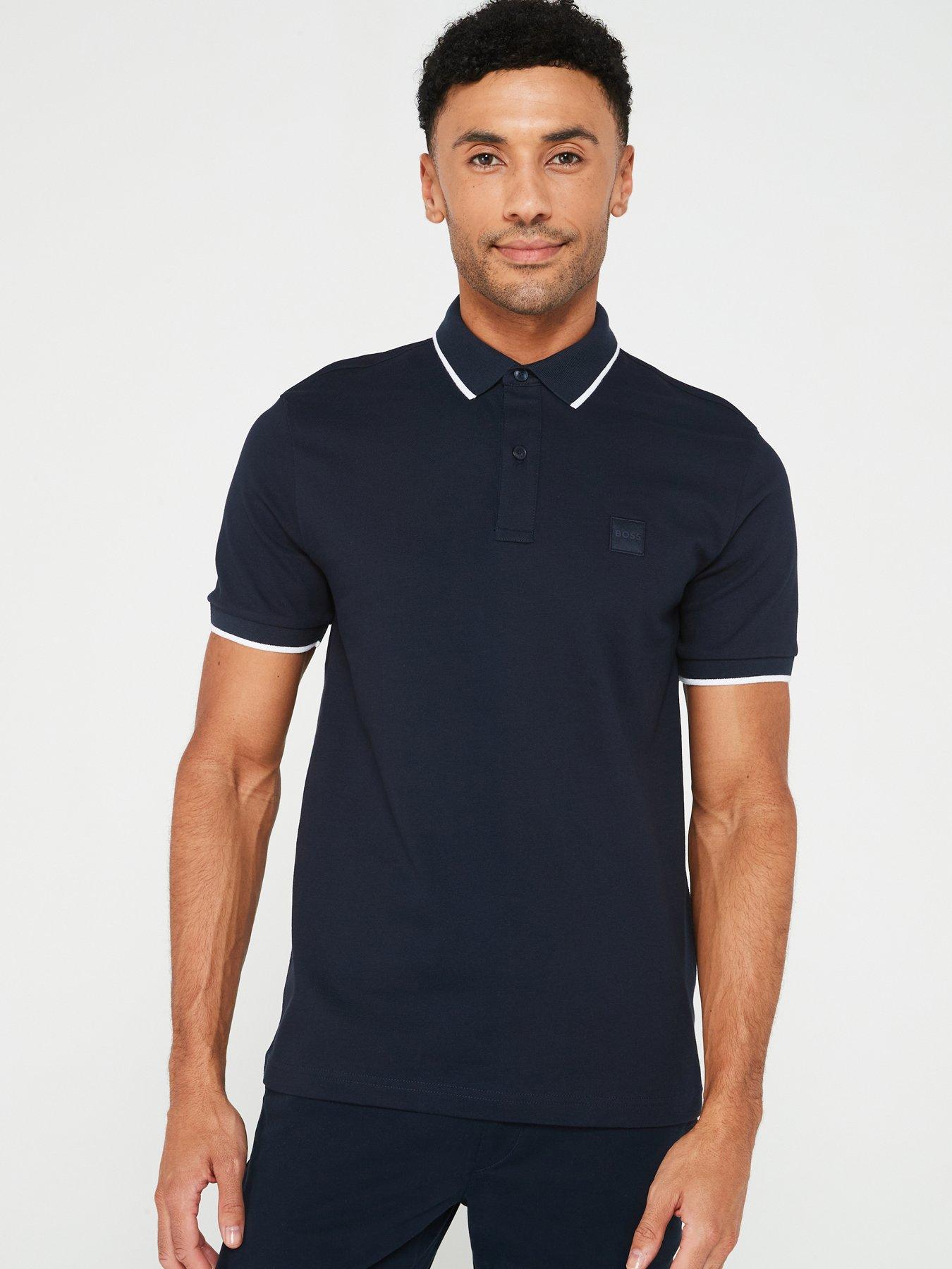 BOSS Passertip Slim Fit Short Sleeve Polo Shirt, Dark Blue, Size 3Xl, Men