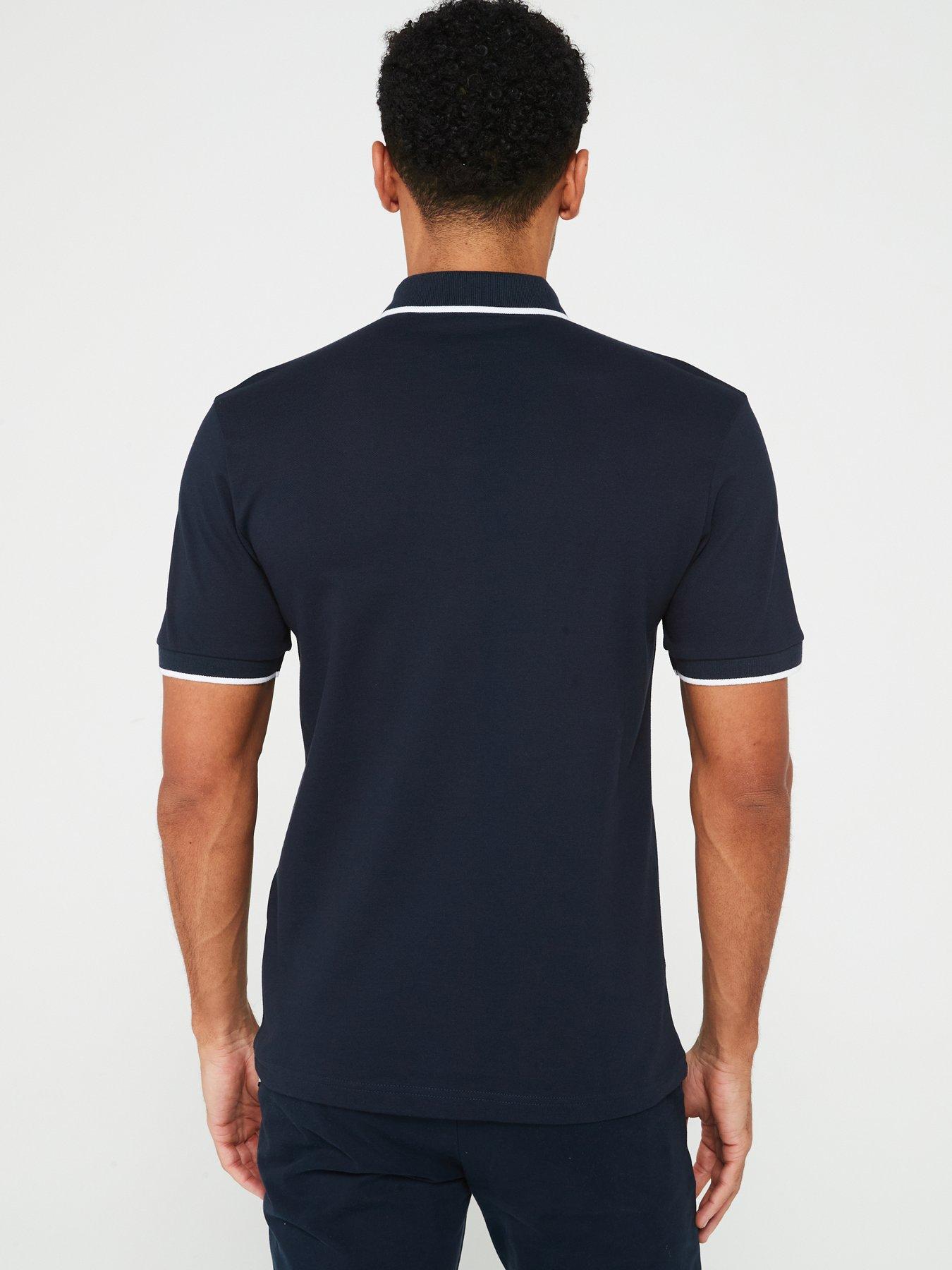 BOSS Passertip Slim Fit Short Sleeve Polo Shirt - Dark Blue | Very.co.uk