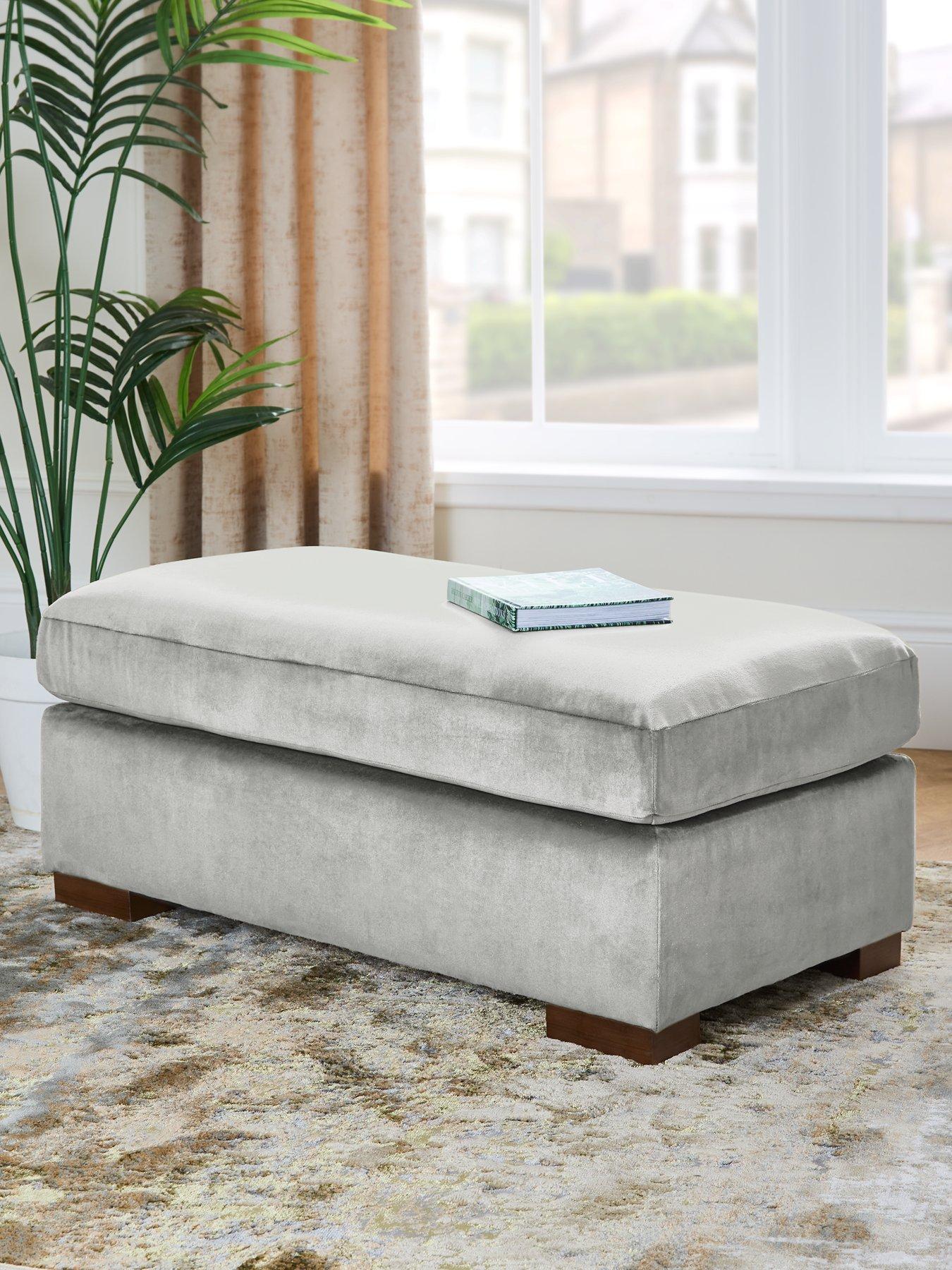 undefined Maison Velvet Footstool - Made in the UK