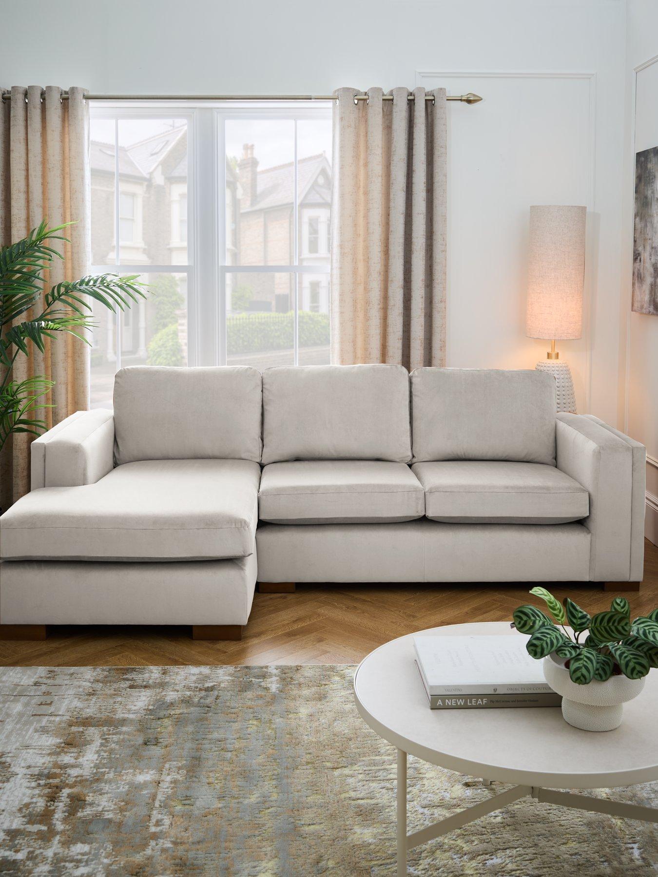 undefined Maison Velvet Left Hand Corner Chaise Sofa - Made to order in the UK