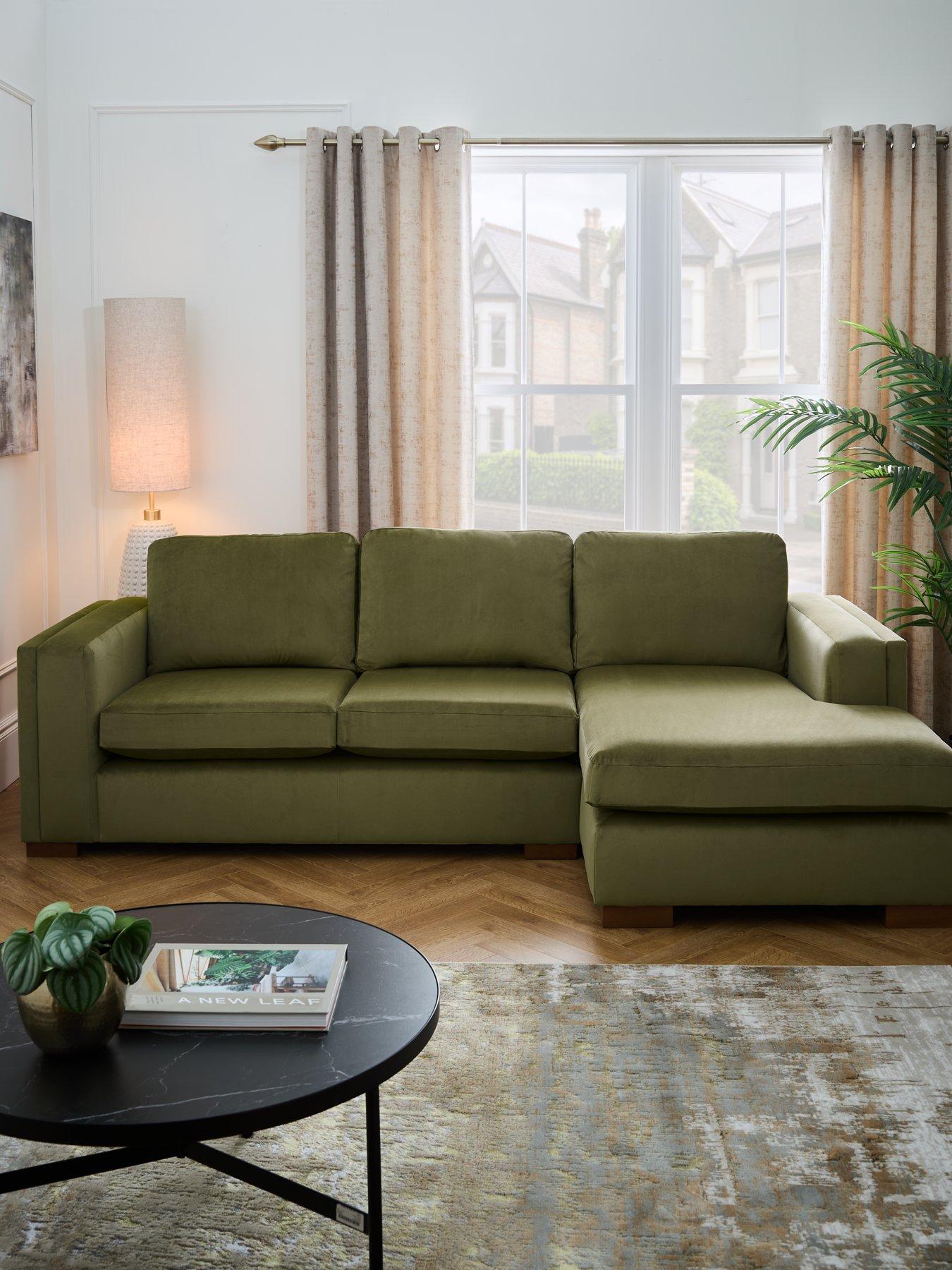 Product photograph of Very Home Maison Velvet Right Hand Corner Chaise Sofa from very.co.uk