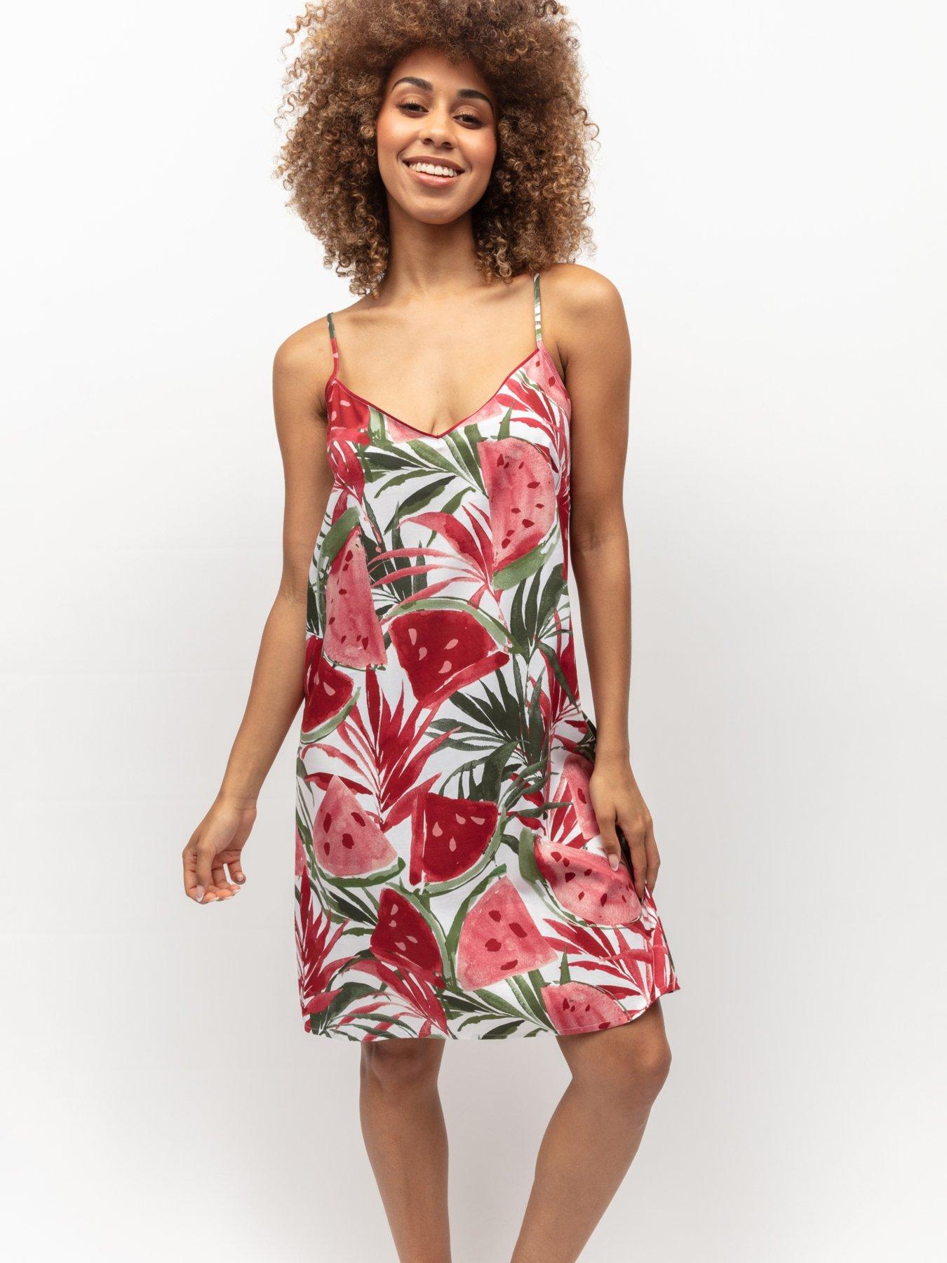 Cyberjammies White Watermelon Print Strappy Short Nightdress | Very.co.uk