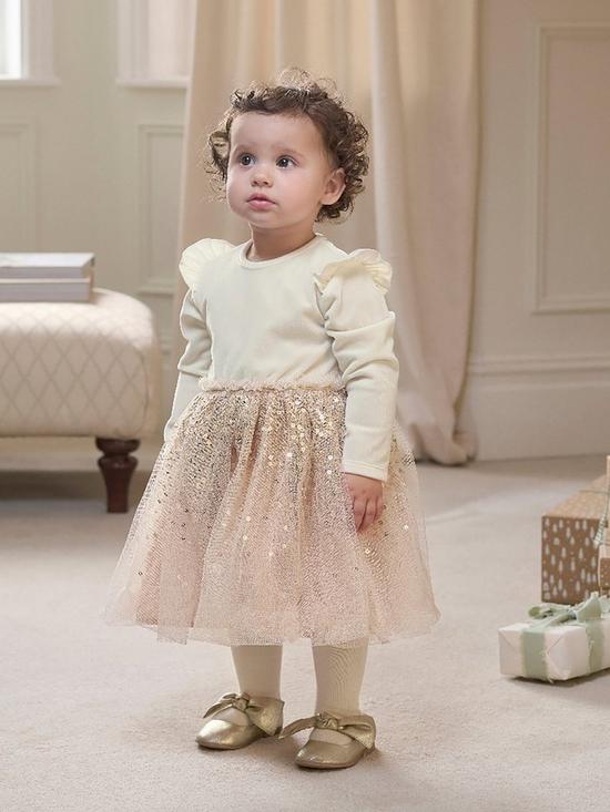 stillFront image of mamas-papas-baby-girls-sequin-ballerina-dress-cream