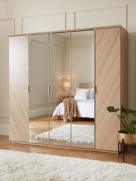 Product photograph of Very Home Kentford 5 Door Mirrored Wardrobe from very.co.uk