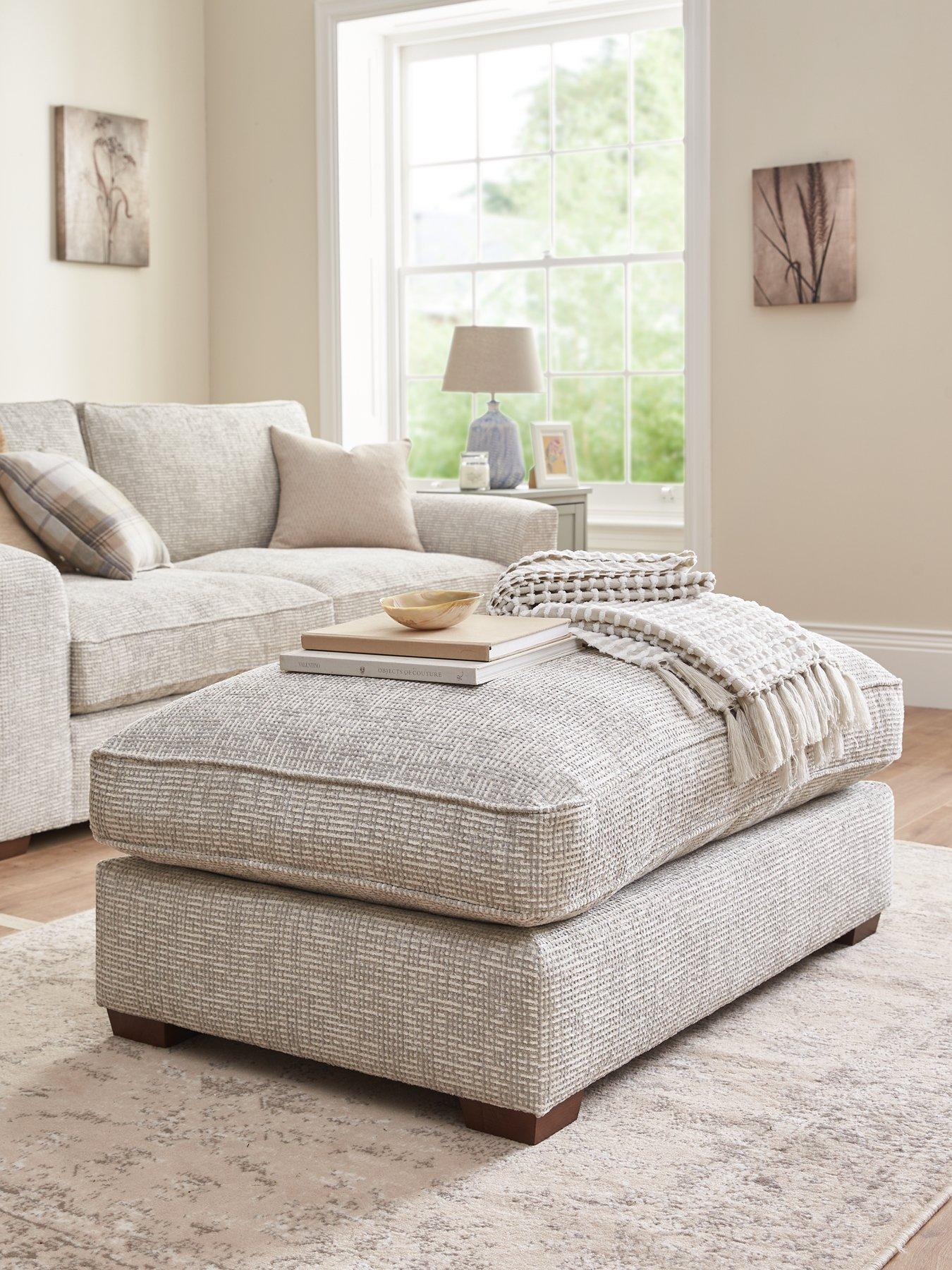 Very Home Arlo Fabric Footstool - Large - Made to order in the UK
