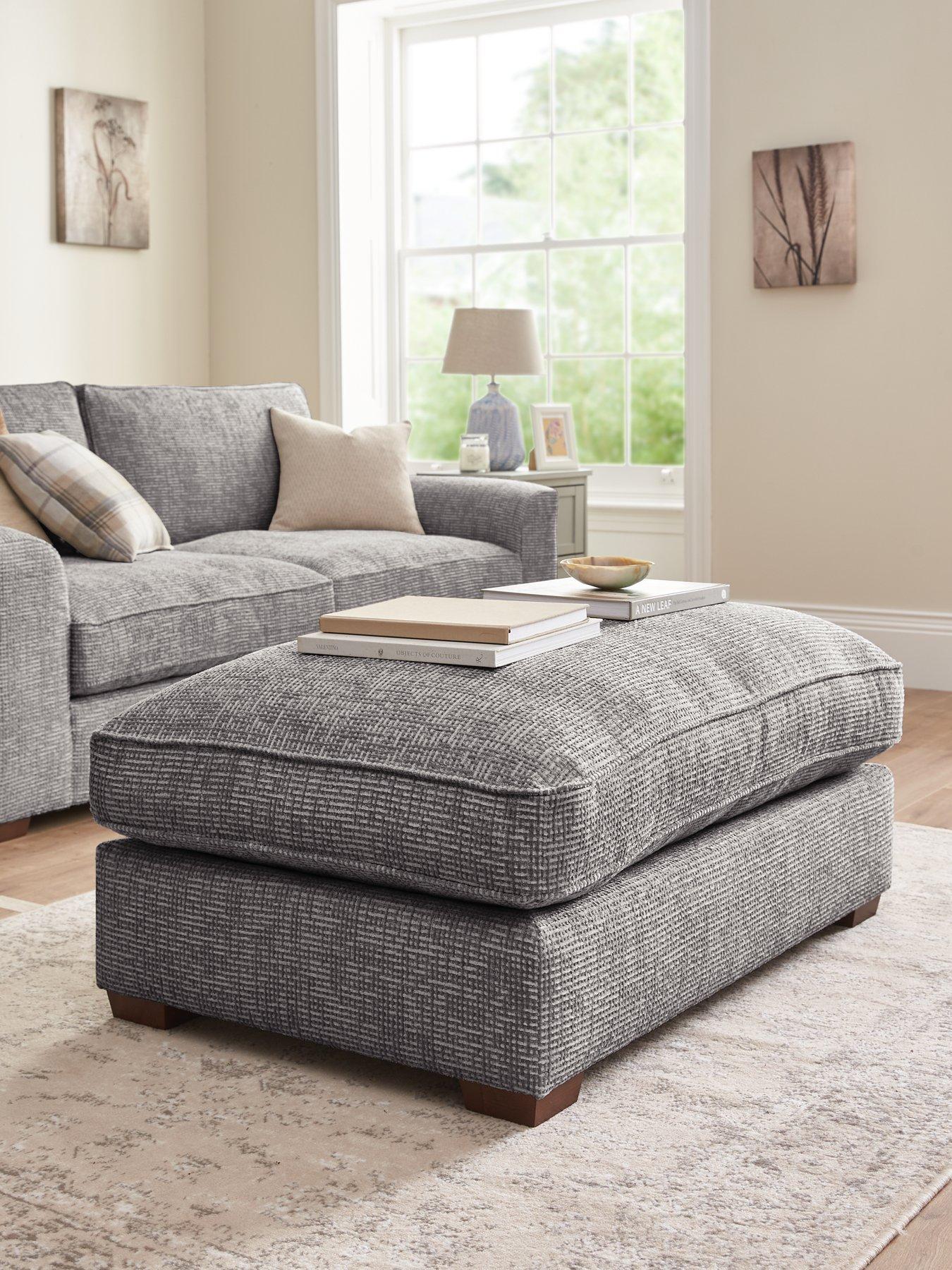 Very Home Arlo Fabric Footstool - Large - Made to order in the UK