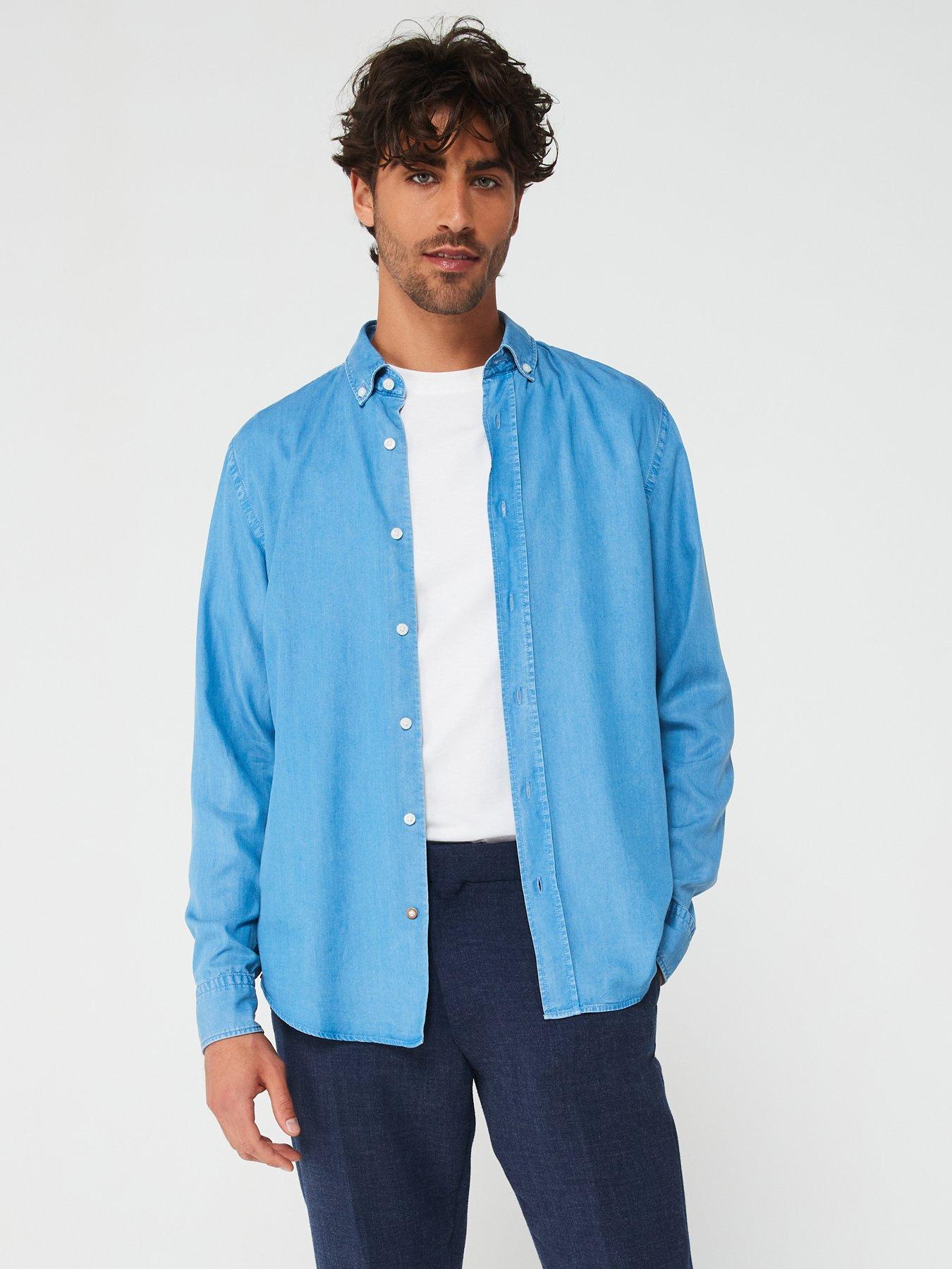 Image 1 of 4 of BOSS Hal Casual Fit Long Sleeve Shirt - Bright Blue