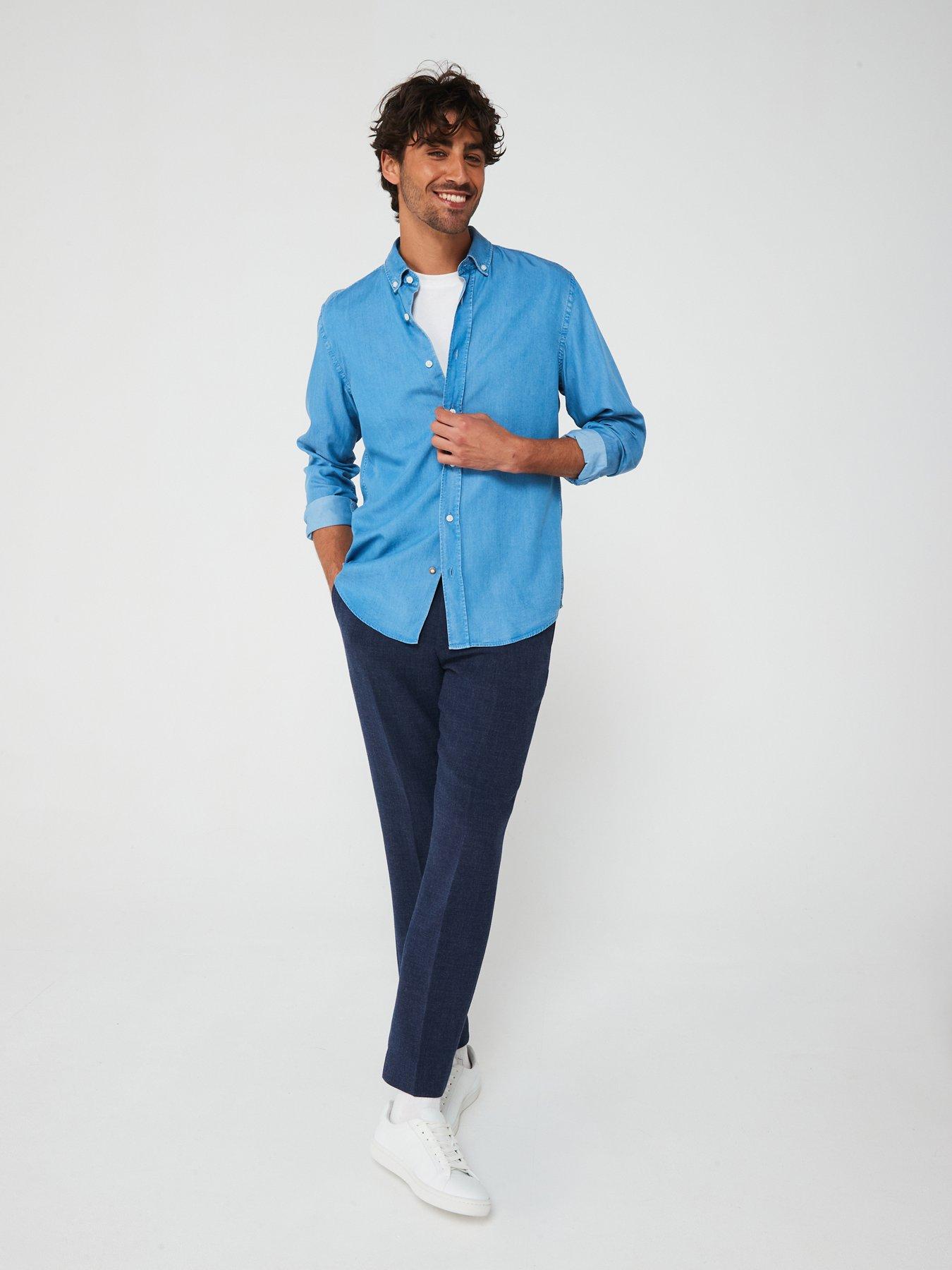 Image 3 of 4 of BOSS Hal Casual Fit Long Sleeve Shirt - Bright Blue
