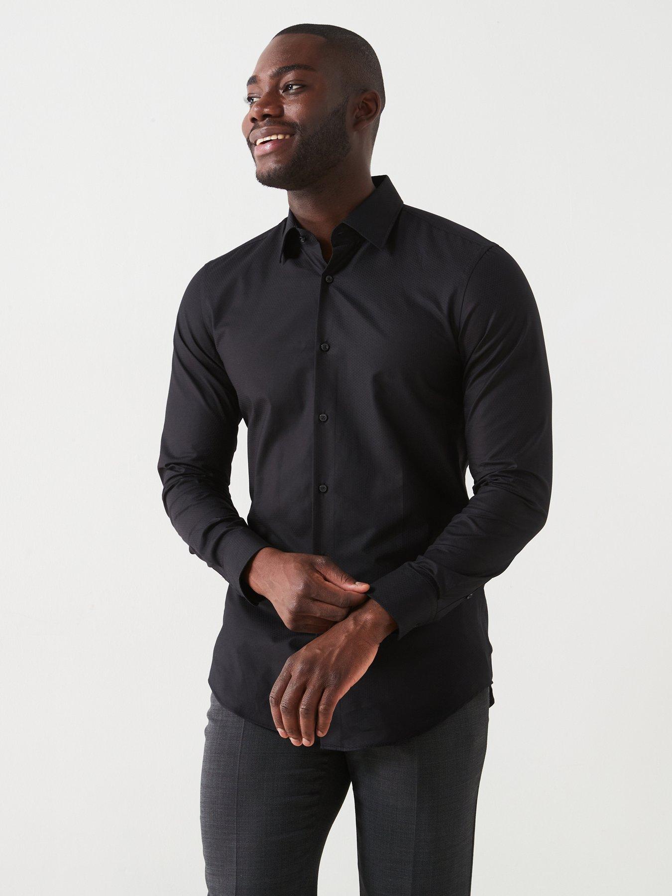 BOSS Hank Kent Slim Fit Long Sleeve Shirt Black Very