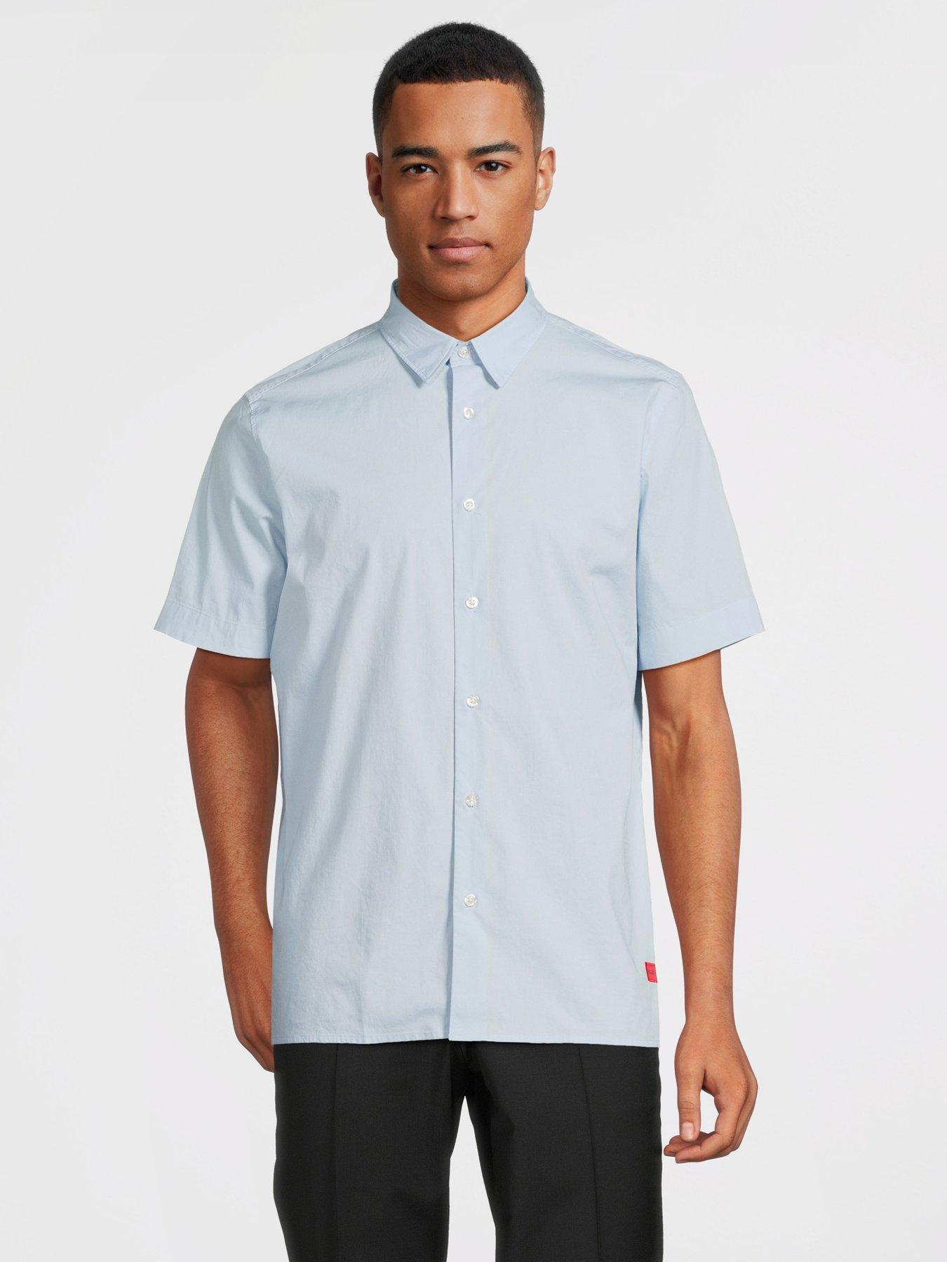 hugo ebor relaxed fit short sleeve shirt - light blue, light blue, size s, men