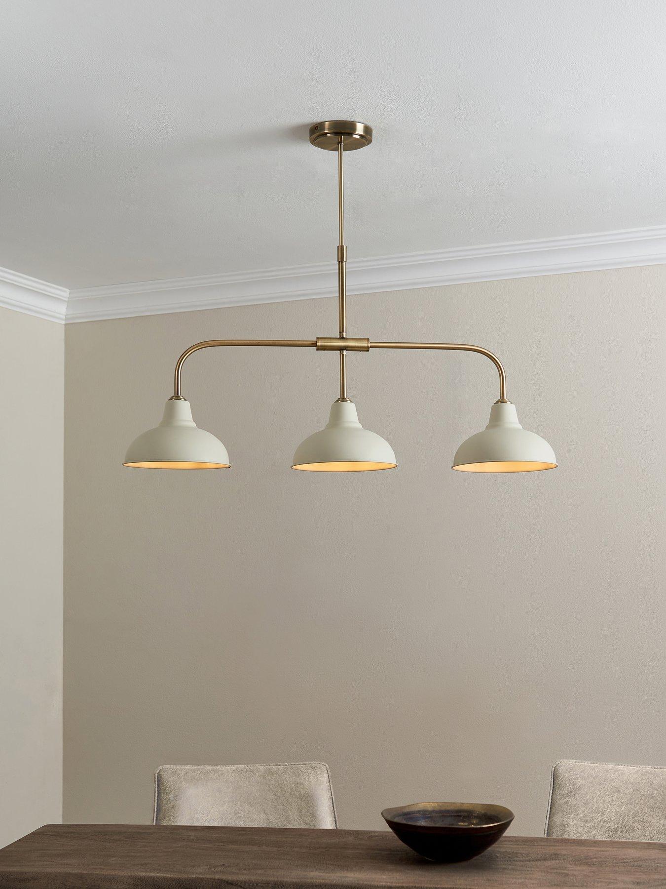 Product photograph of Very Home Hemstone 3 Light Bar Pendant - Cream Antique Brass from very.co.uk