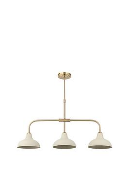 Product photograph of Very Home Hemstone 3 Light Bar Pendant - Cream Antique Brass from very.co.uk