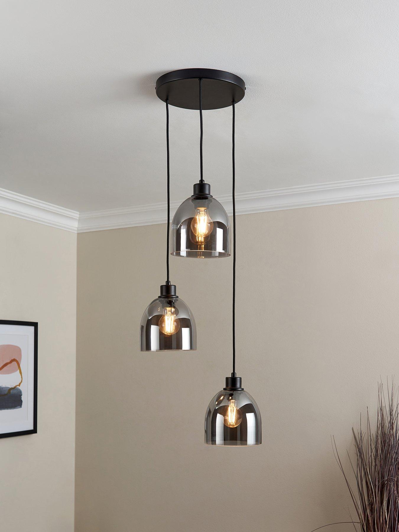 Product photograph of Very Home Beacon 3 Light Pendant Cluster - Black Smoke from very.co.uk