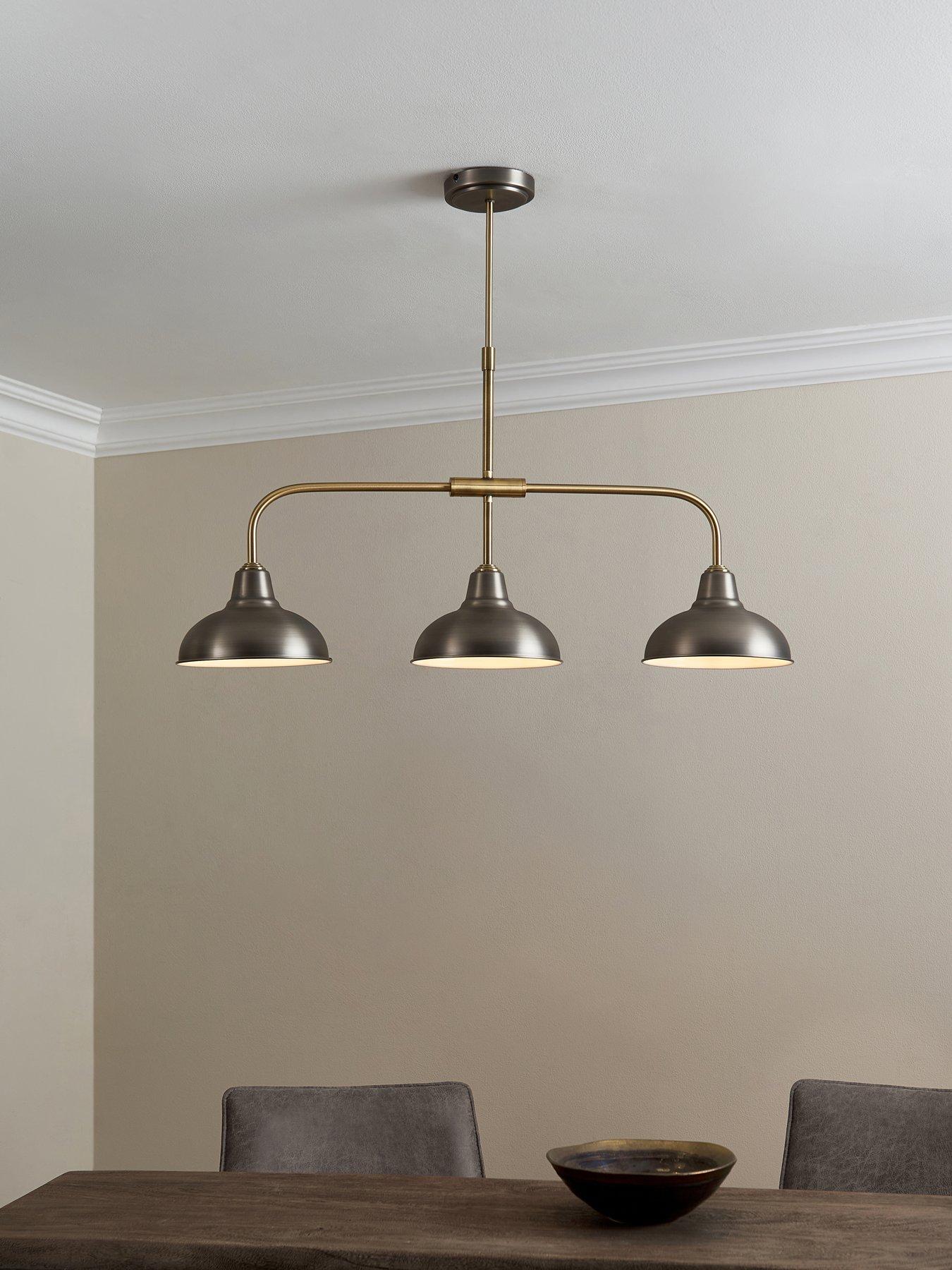 Very Home Hemstone 3 Light Bar Pendant - Pewter/Antique Brass