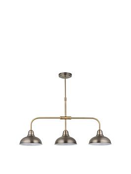 Product photograph of Very Home Hemstone 3 Light Bar Pendant - Pewter Antique Brass from very.co.uk