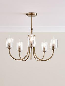 Product photograph of Very Home Stowe 5 Light Ceiling Pendant - Antique Brass from very.co.uk