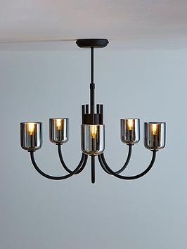 Product photograph of Very Home Stowe 5 Light Ceiling Pendant - Black from very.co.uk