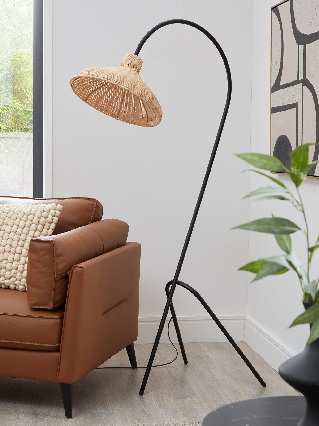 The Very Collection Arched Floor Lamp with Rattan Shade
