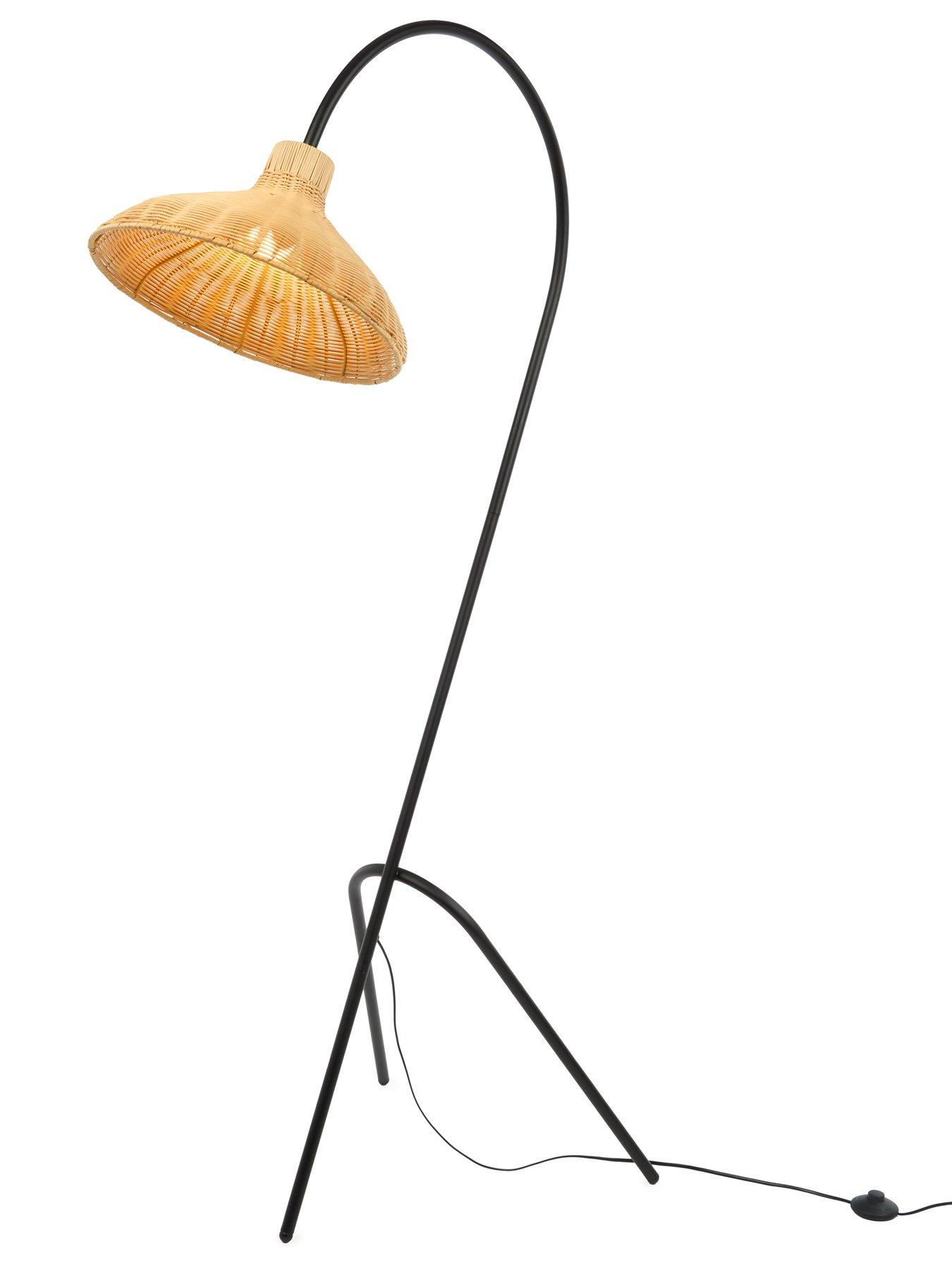 Image 3 of 6 of The Very Collection Arched Floor Lamp with Rattan Shade