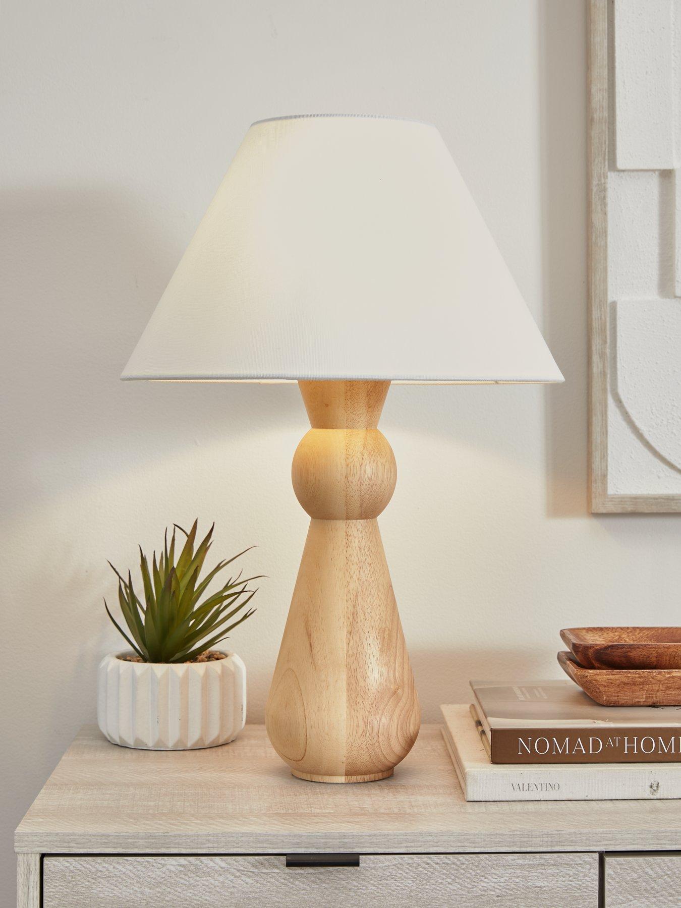 Very Home Turned Wooden Totem Table Lamp