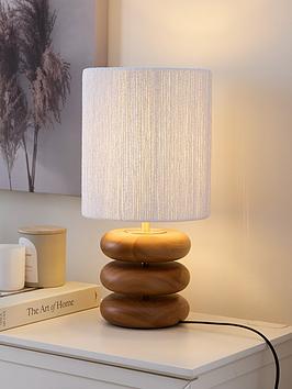 Product photograph of Very Home Wood Stack Table Lamp from very.co.uk