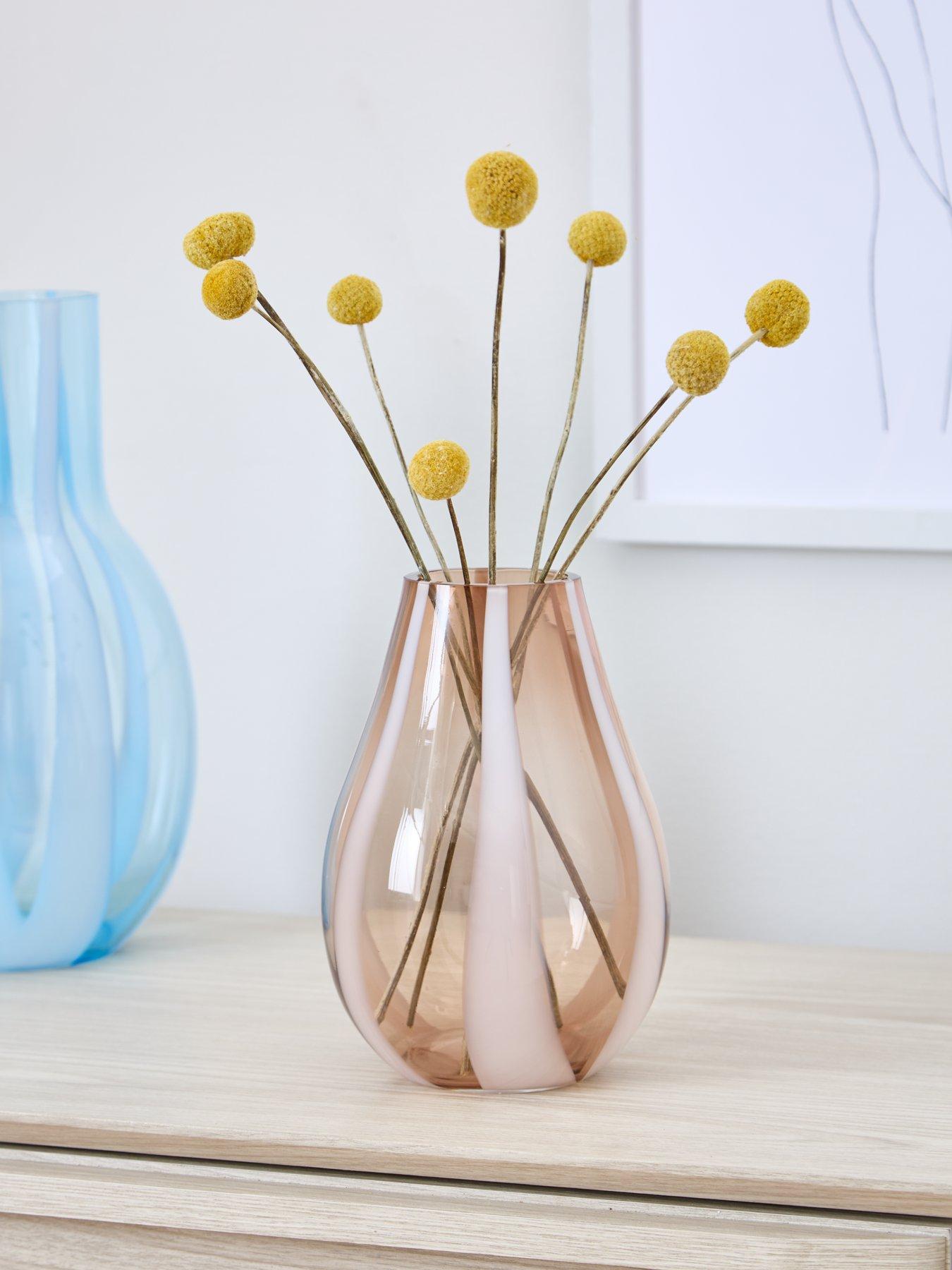 Product photograph of Very Home Peach Stripe Vase from very.co.uk