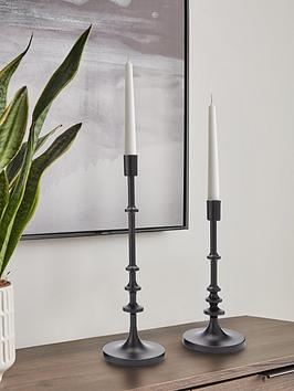 Product photograph of Very Home Set Of 2 Black Metal Candle Holder from very.co.uk