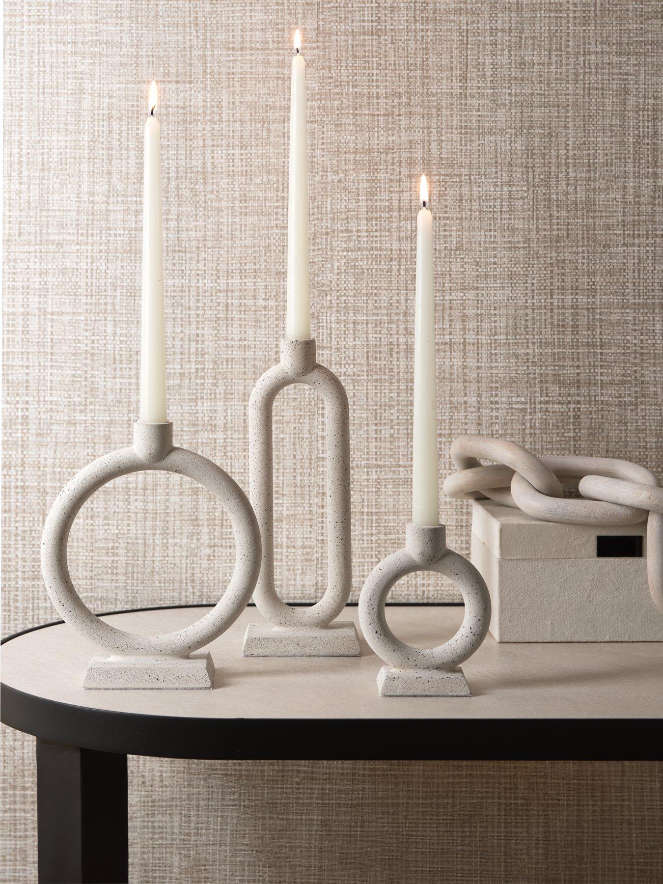 Michelle Keegan Home Set of 3 Cement Look Candle Holders