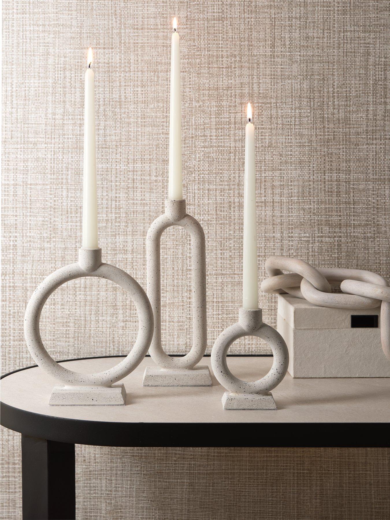 undefined Set of 3 Cement Look Candle Holders