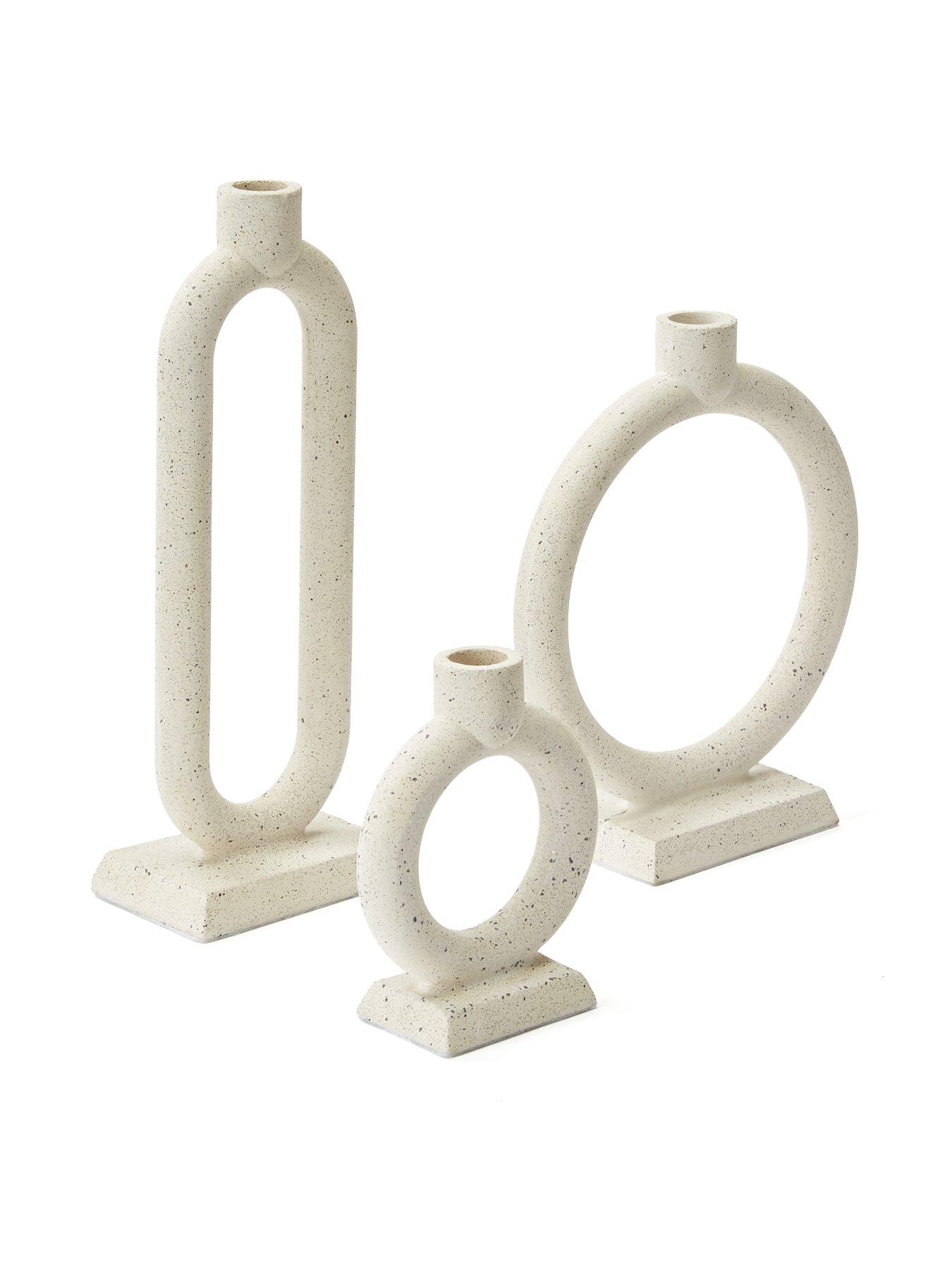 Set Of 3 Traditional Aluminum Pillar Candle Holders - Olivia & May