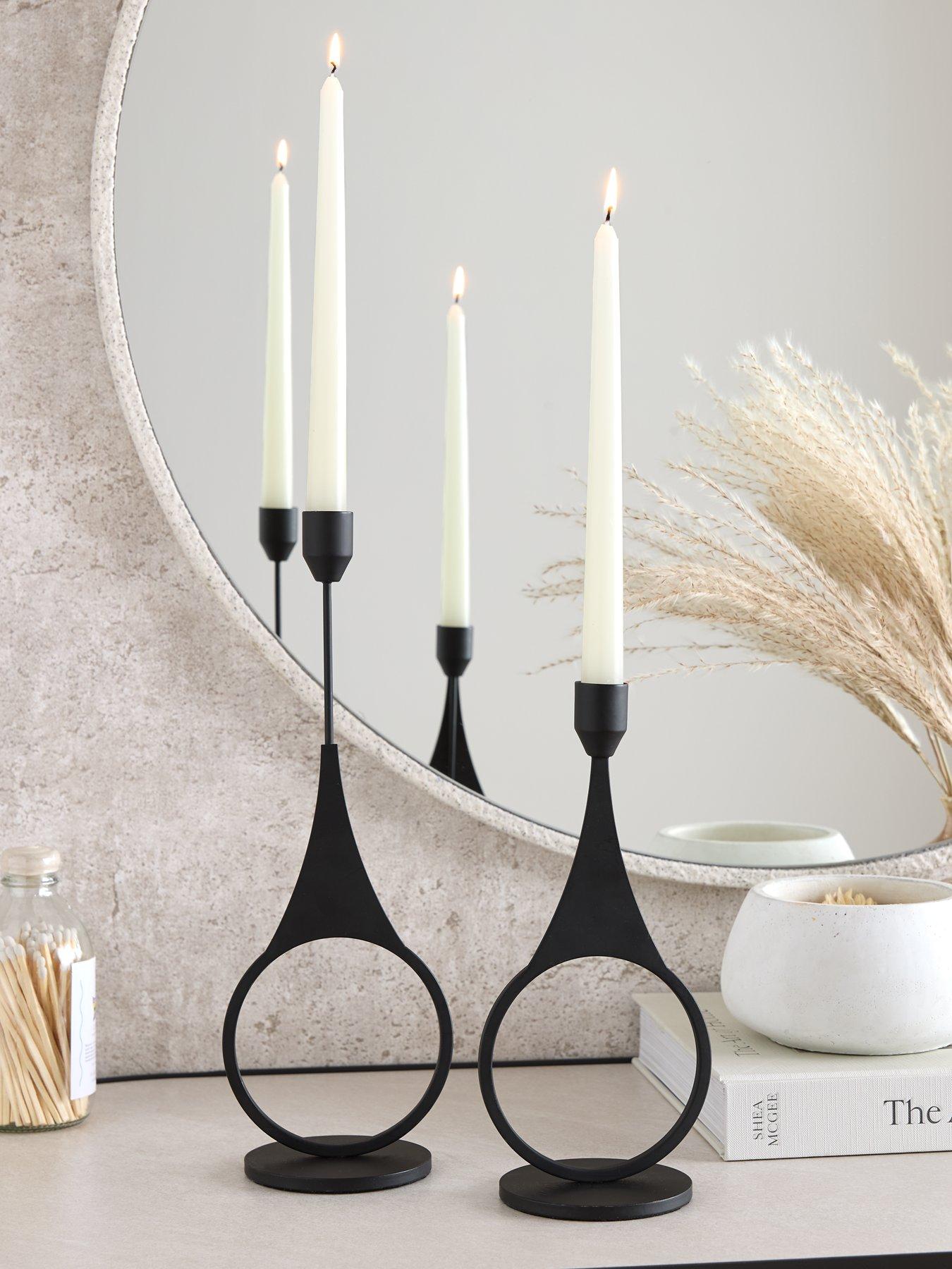 Michelle Keegan Home Set of 2 Black Abstract Candle Holders | very