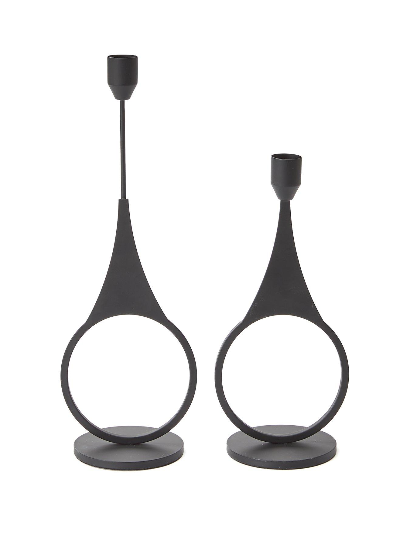 Image 2 of 5 of Michelle Keegan Home Set of 2 Black Abstract Candle Holders
