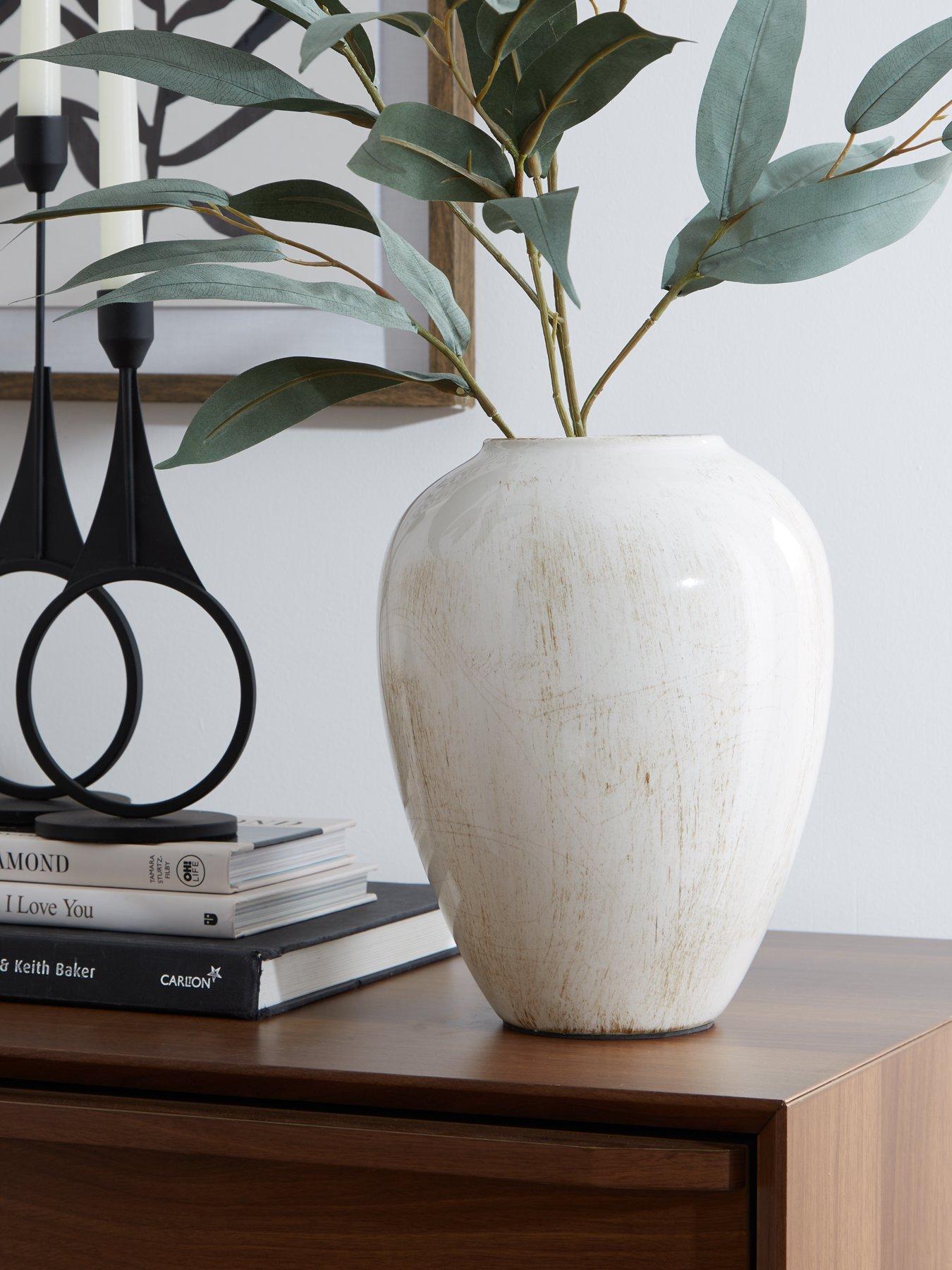 undefined Ceramic Urn Vase With Cracke Glaze