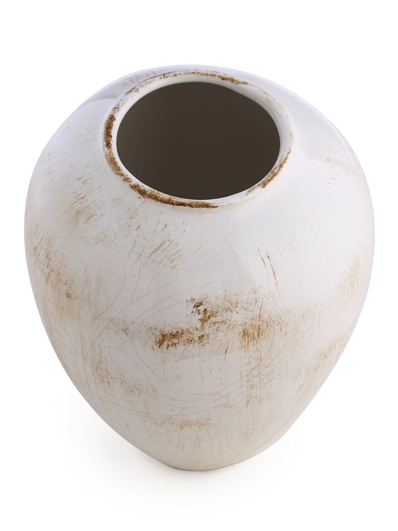 Image 3 of 4 of Very Home Ceramic Urn Vase With Cracke Glaze