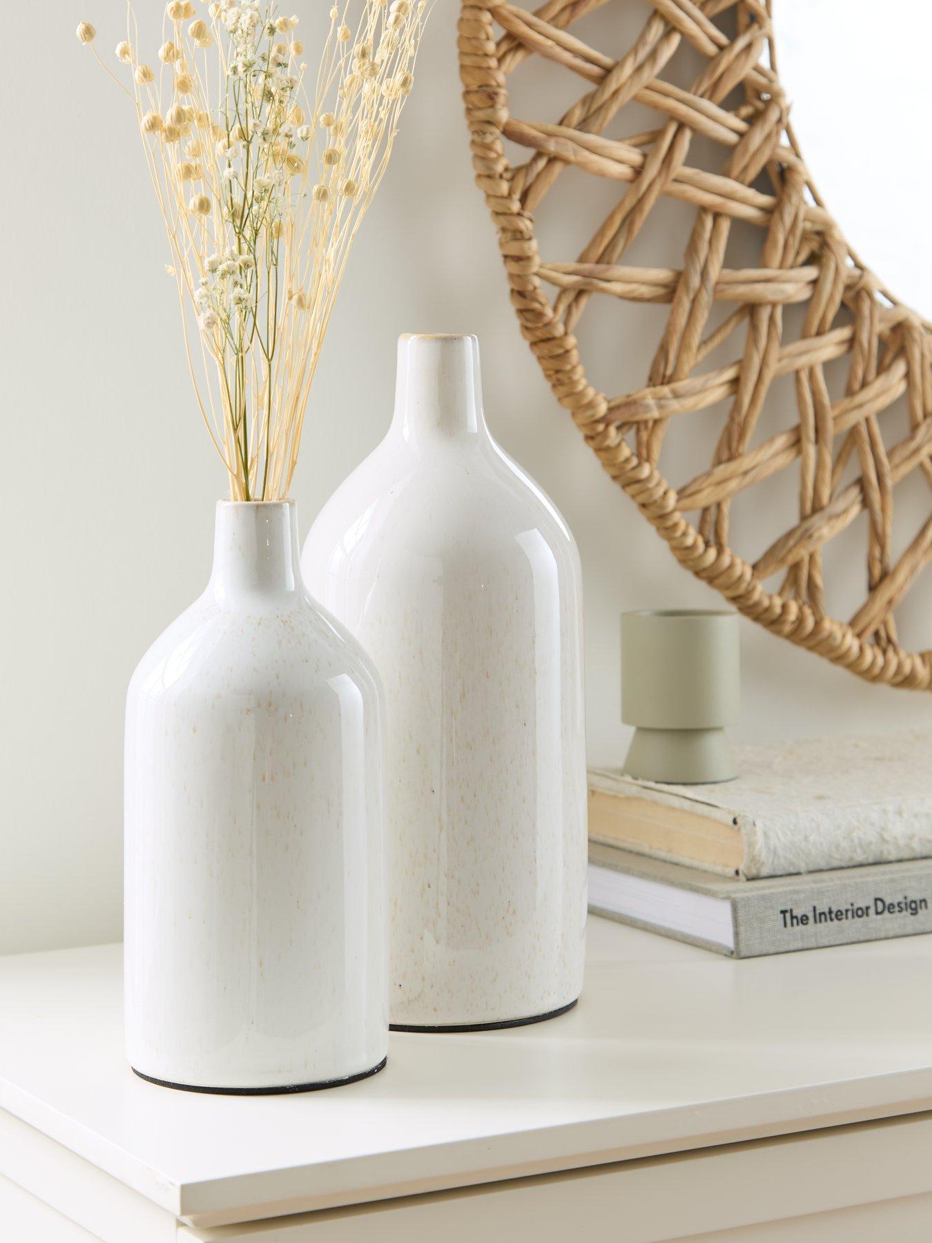 Product photograph of Very Home Set Of 2 Oatmeal Vases from very.co.uk