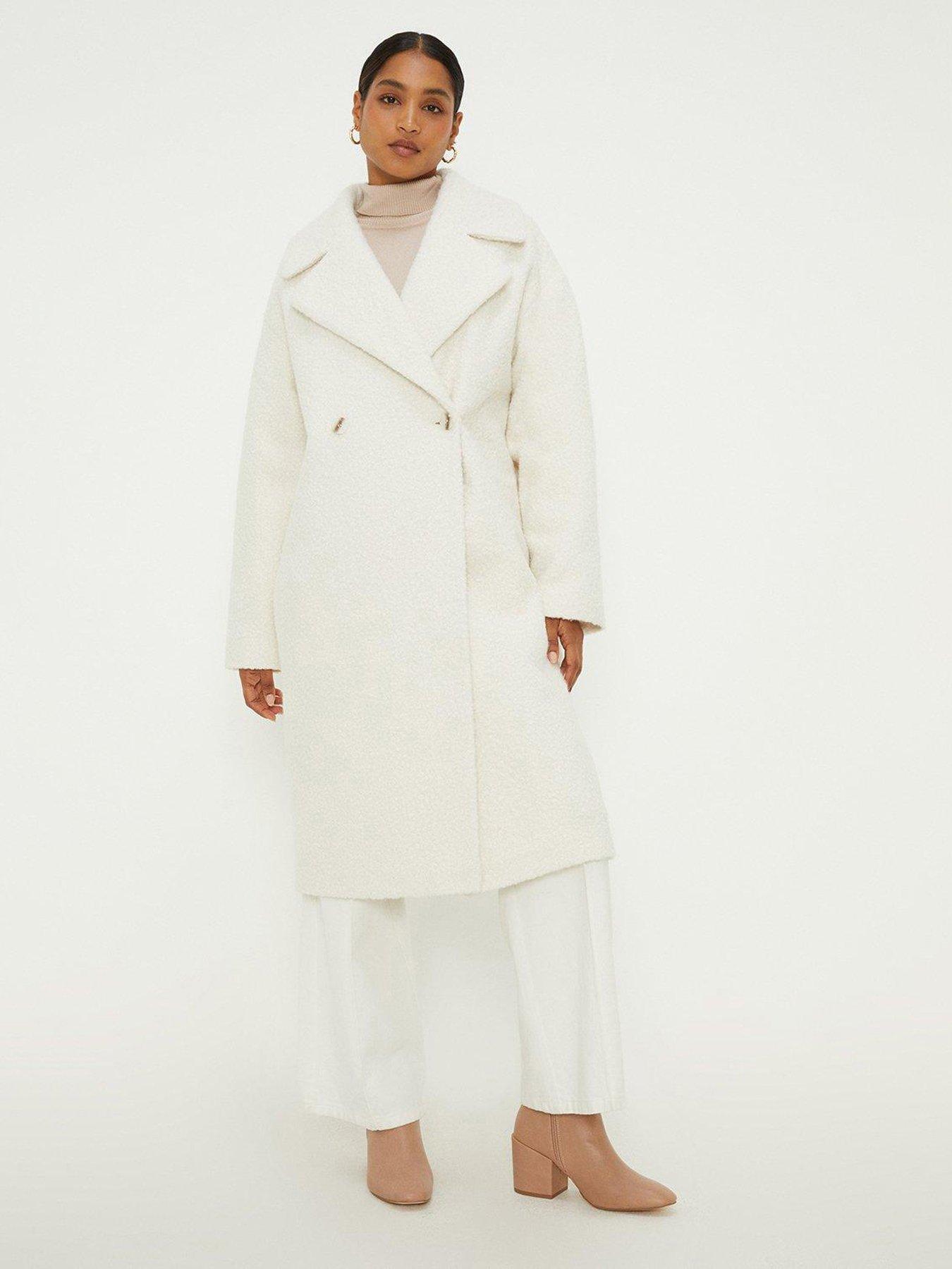 Sosandar Cream Super Cosy Longline Borg Coat