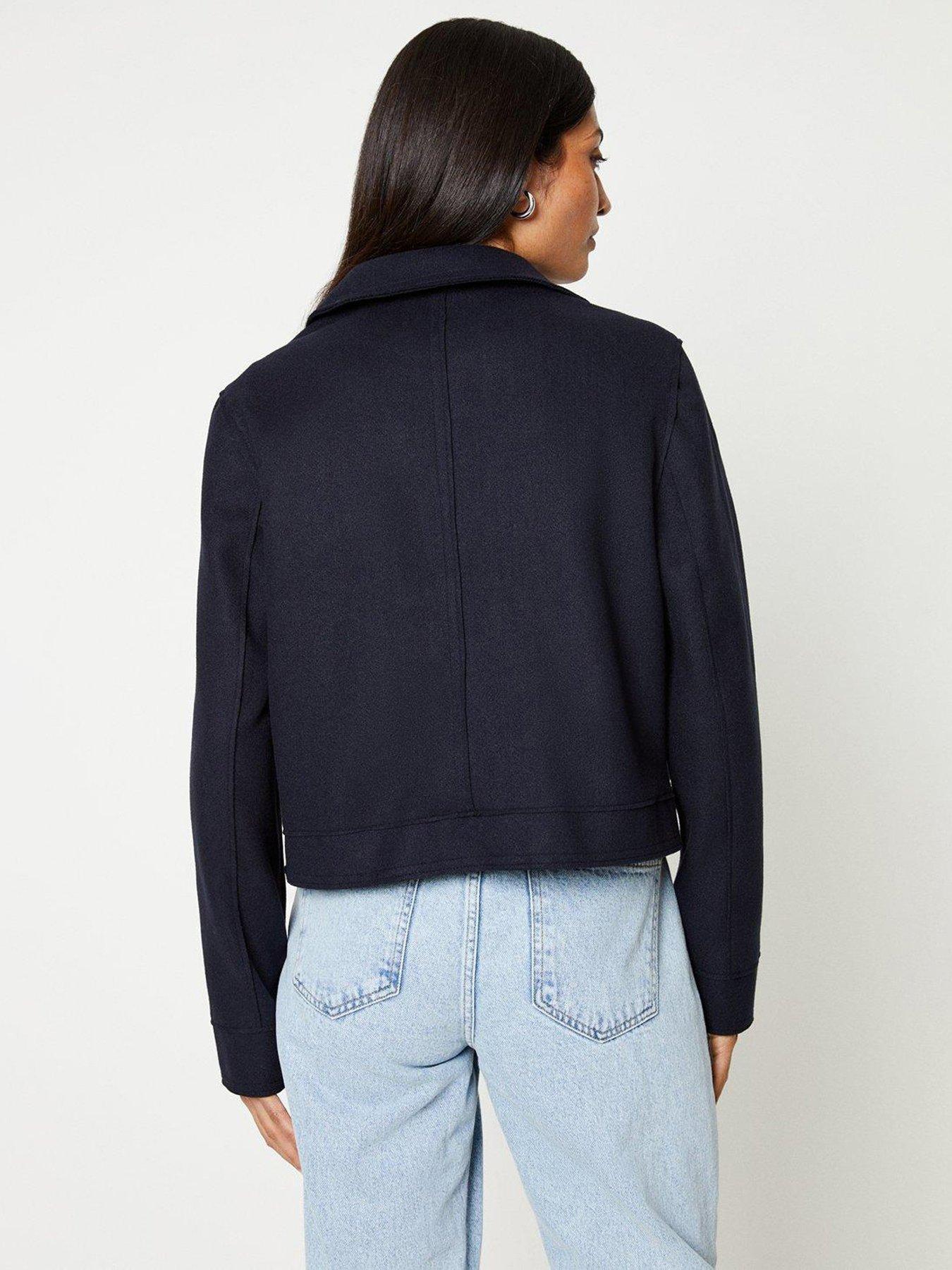 Cropped navy jacket outlet uk