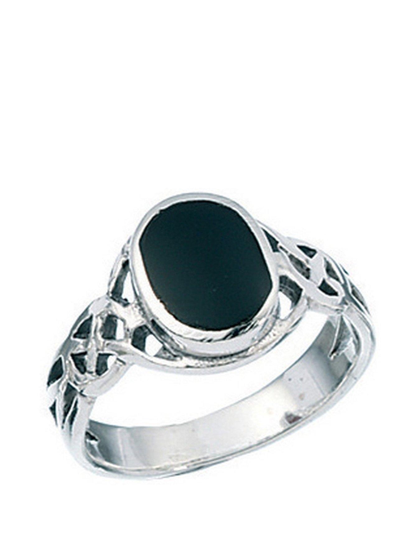 Product photograph of The Love Silver Collection Sterling Silver Mens Black Onyx Ring from very.co.uk