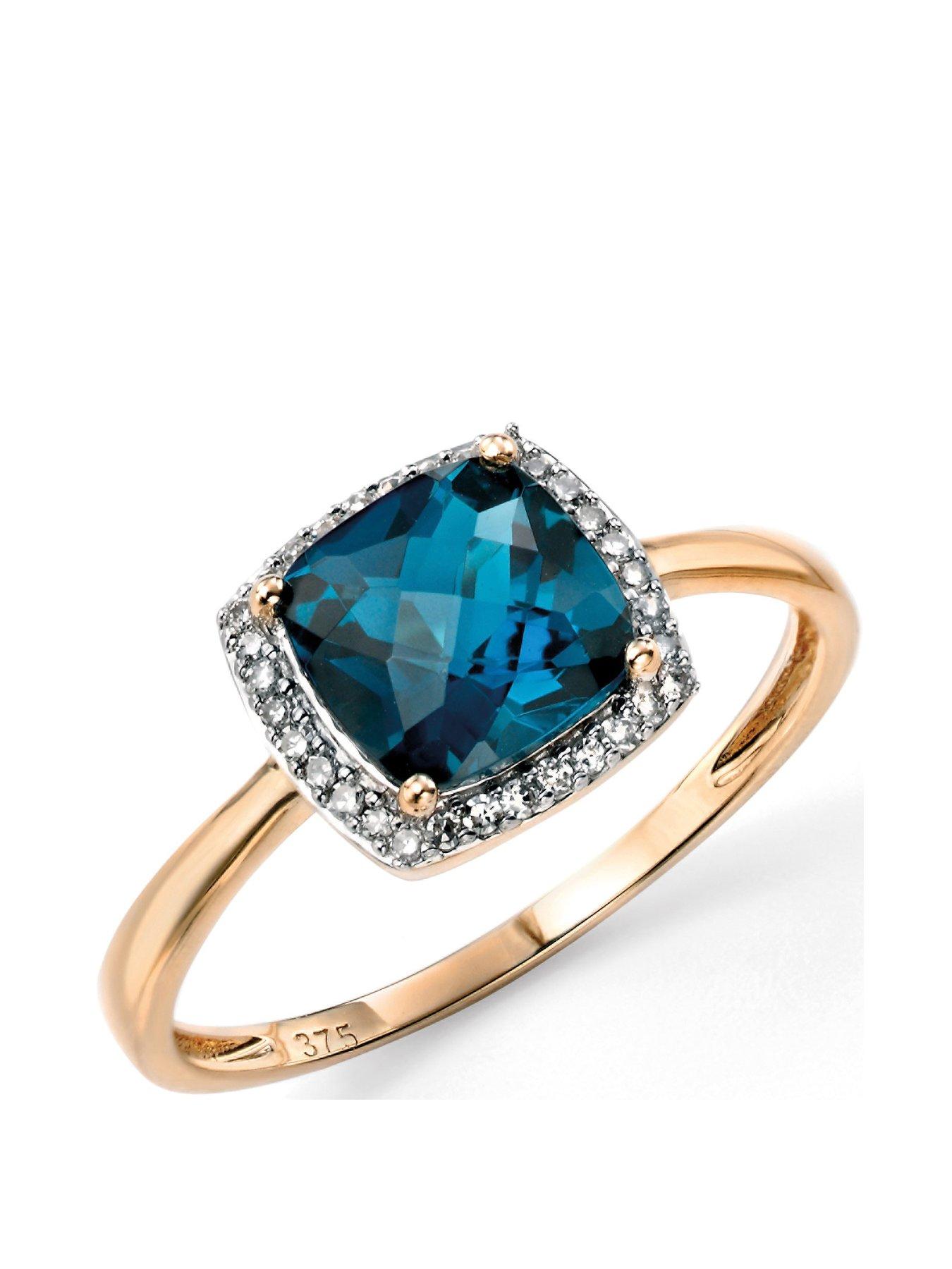 Product photograph of Love Gold 9ct Gold Blue Topaz Ring from very.co.uk